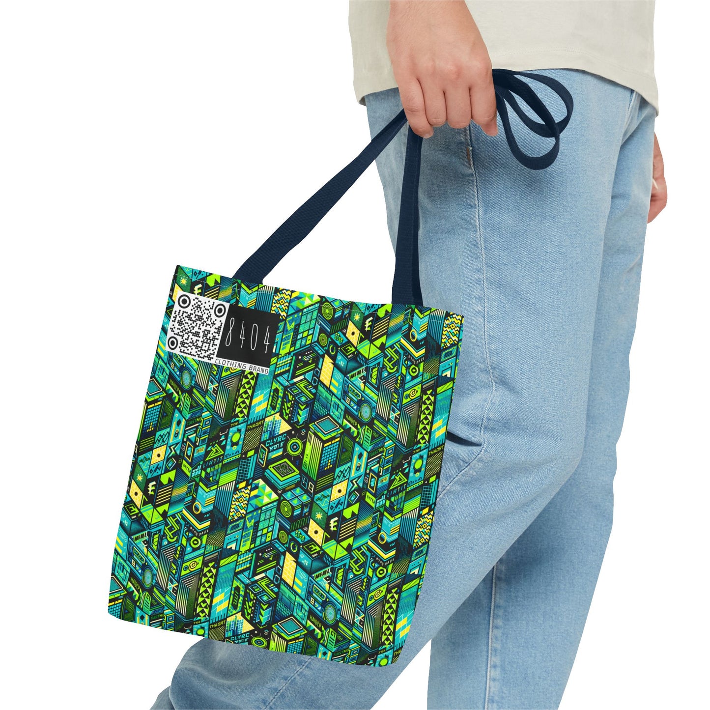 Tech-Infused Neon Tech-Forward Streetwear Tote Bag - 8404 Design-61
