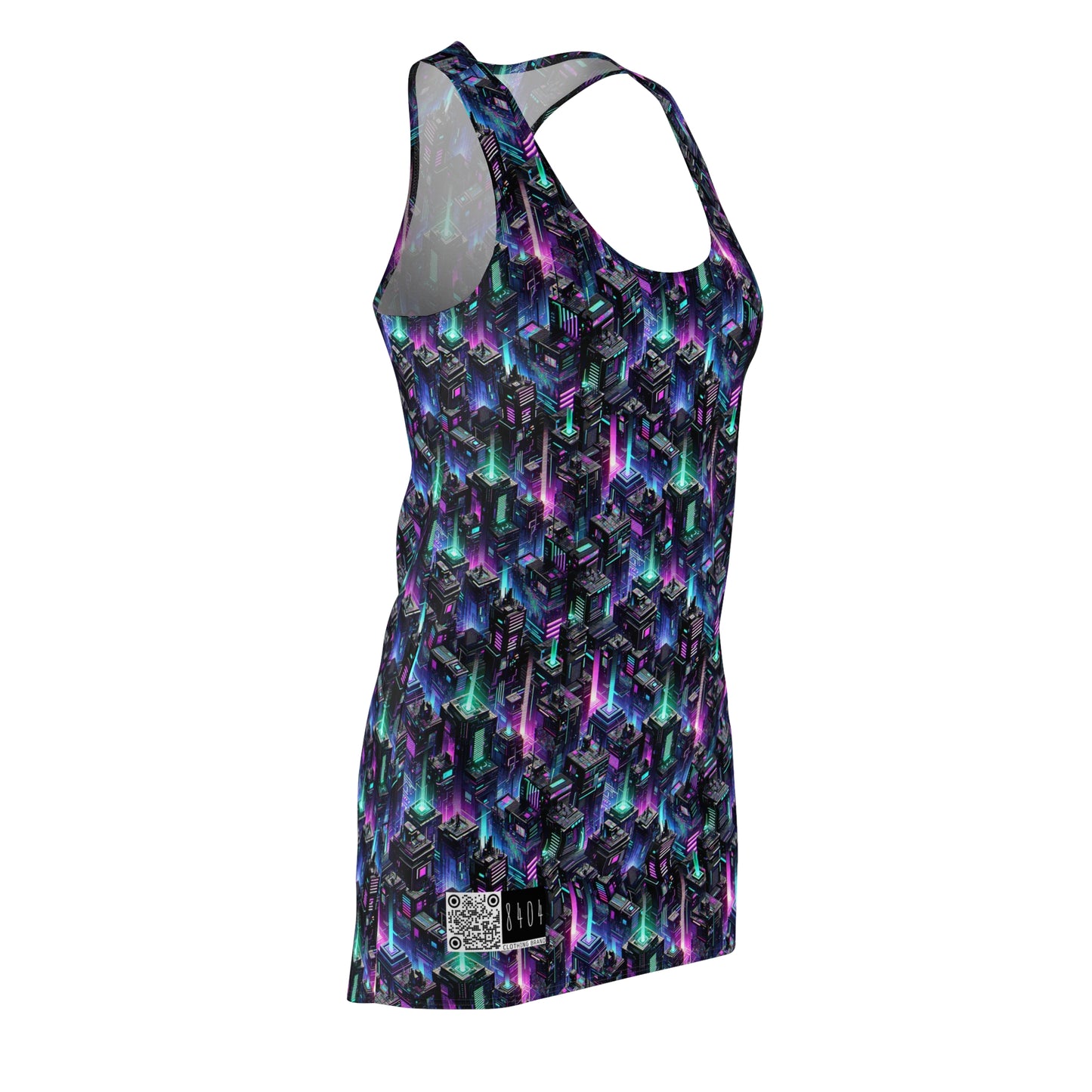 Tech Noir Graphics Futuristic Tech Aesthetics Women's Cut & Sew Racerback Dress - 8404 Design-55