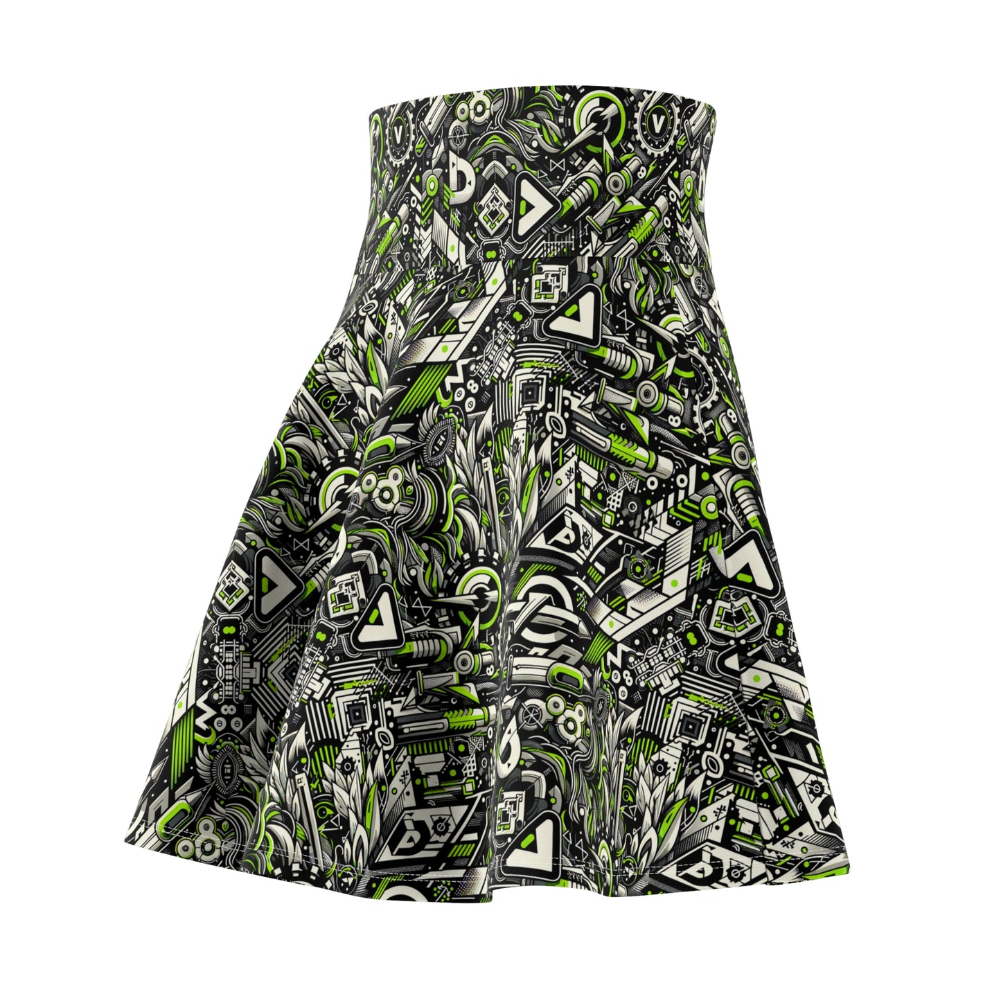 Graffiti Tech Fusion Bold Streetwear Fusion Women's Skater Skirt - 8404 Design-59