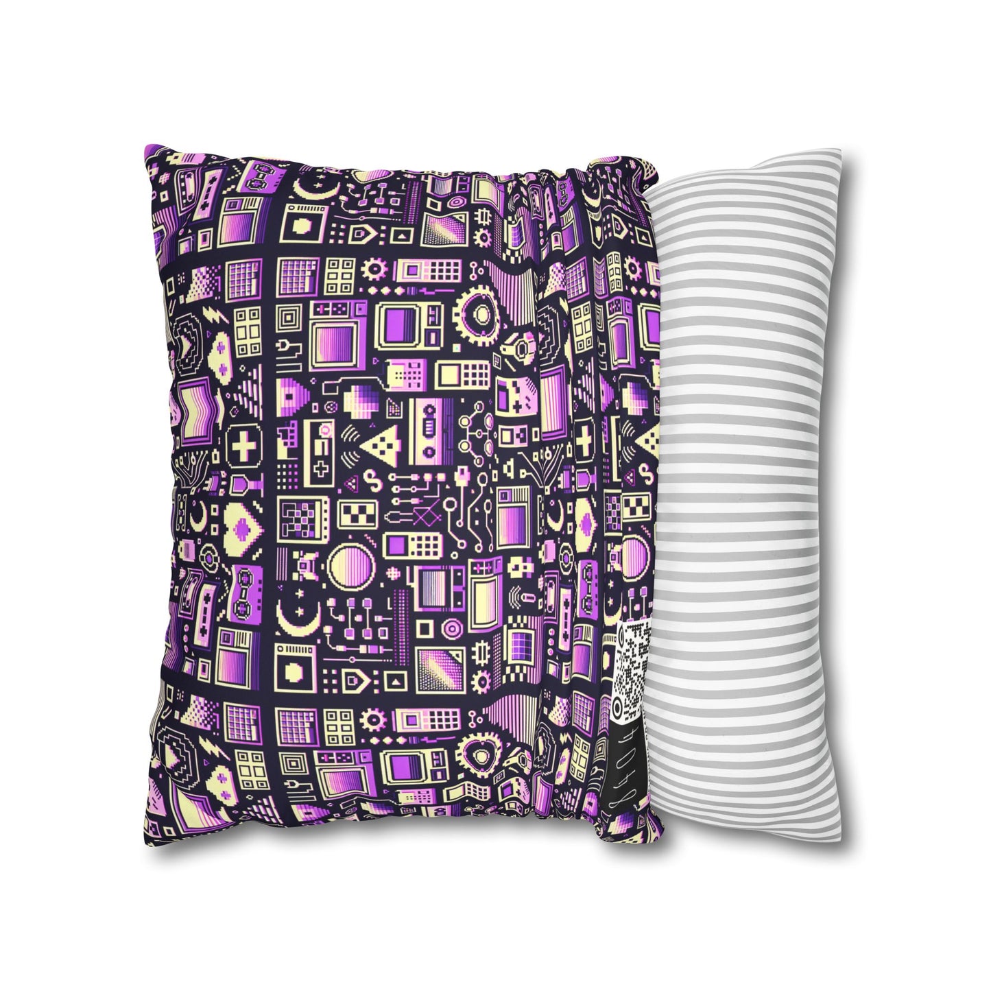 Digital Nostalgia Remix Modern Vintage Fusion Faux Suede Square Pillowcase - 8404 Design-54