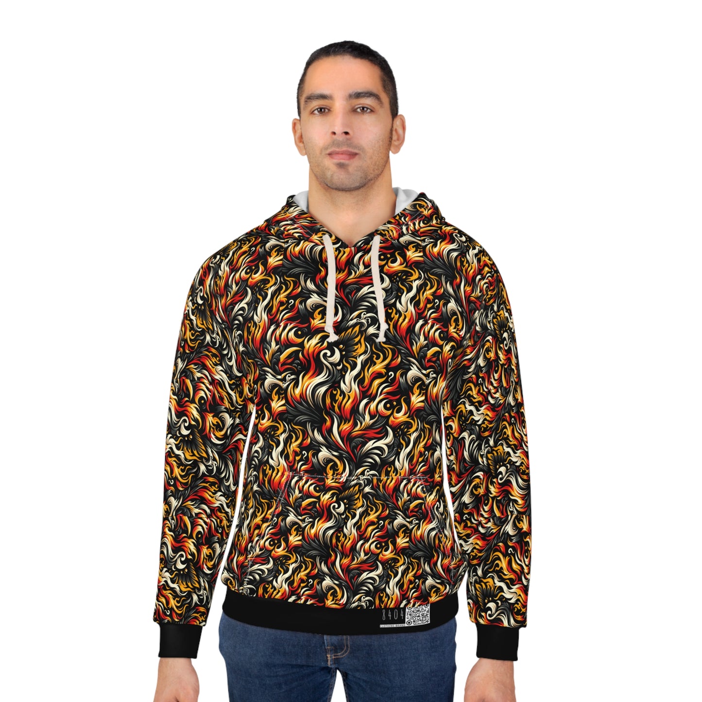 Fire & Flames Bold Streetwear Statement Pullover Hoodie - 8404 Design-55