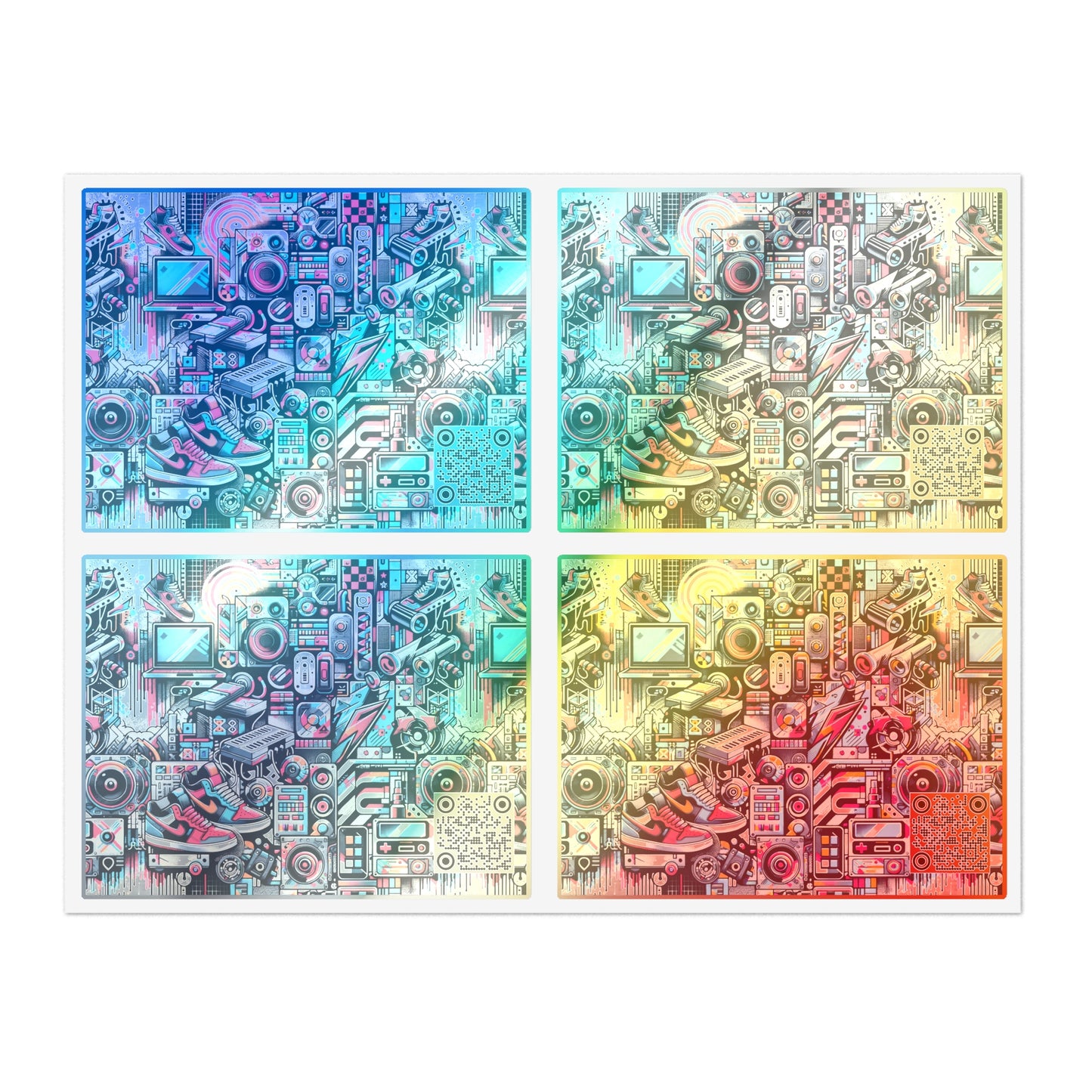 Urban Graffiti Fusion Eclectic Street Art Meets Modern Tech Culture Sticker Sheets - 8404 Design-50