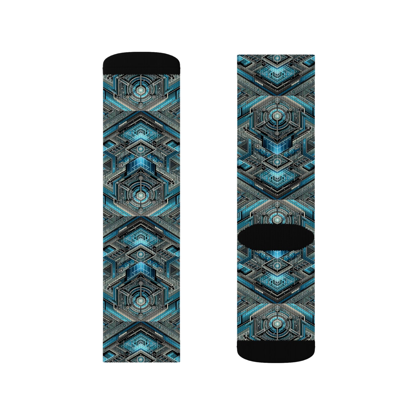 Tech-Infused Futurism Sleek Tech Edge Sublimation Socks - 8404 Design-49