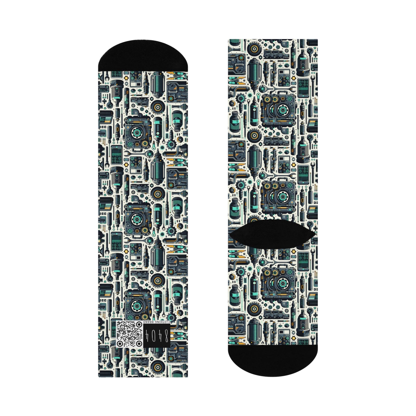 Tech Utility Fusion Modern Tech Streetwear Cushioned Crew Socks - 8404 Design-53