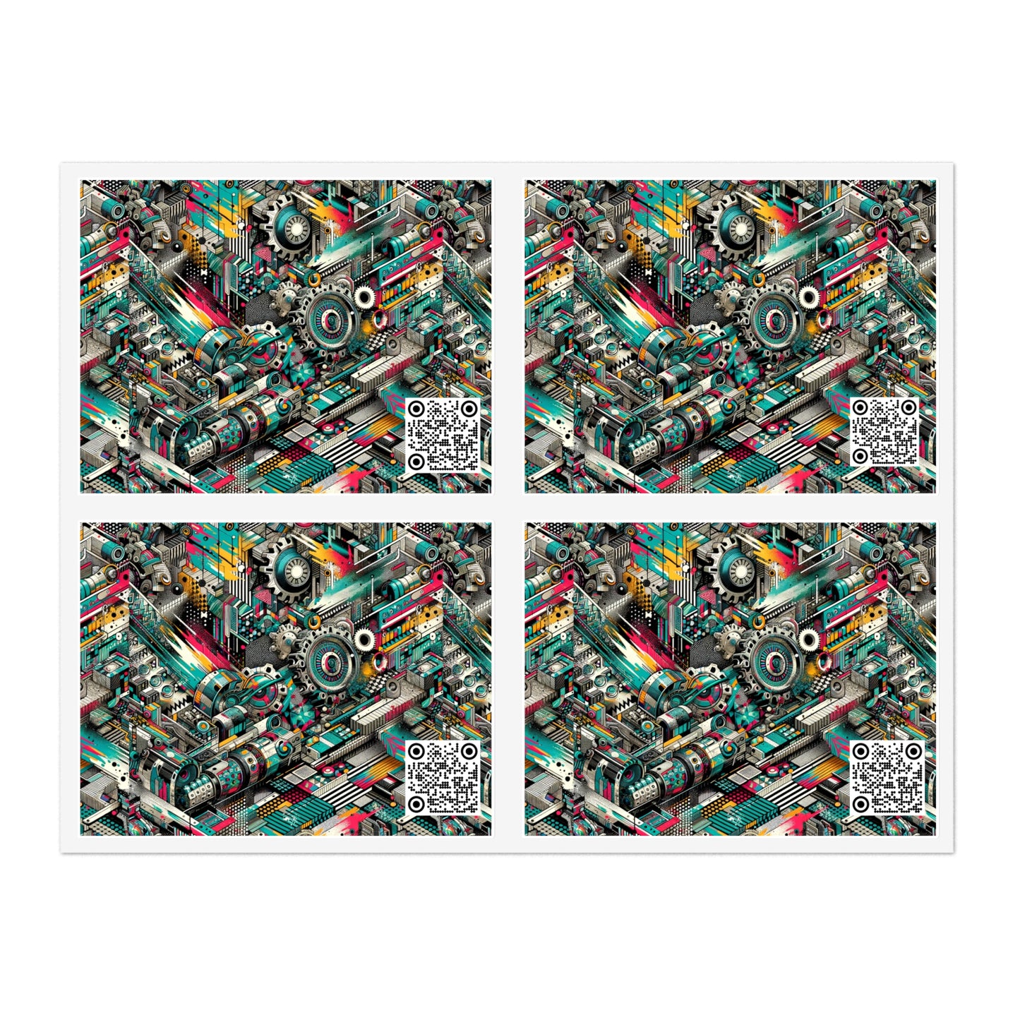 Urban Graffiti Fusion Eclectic Street Art Meets Modern Tech Culture Sticker Sheets - 8404 Design-51