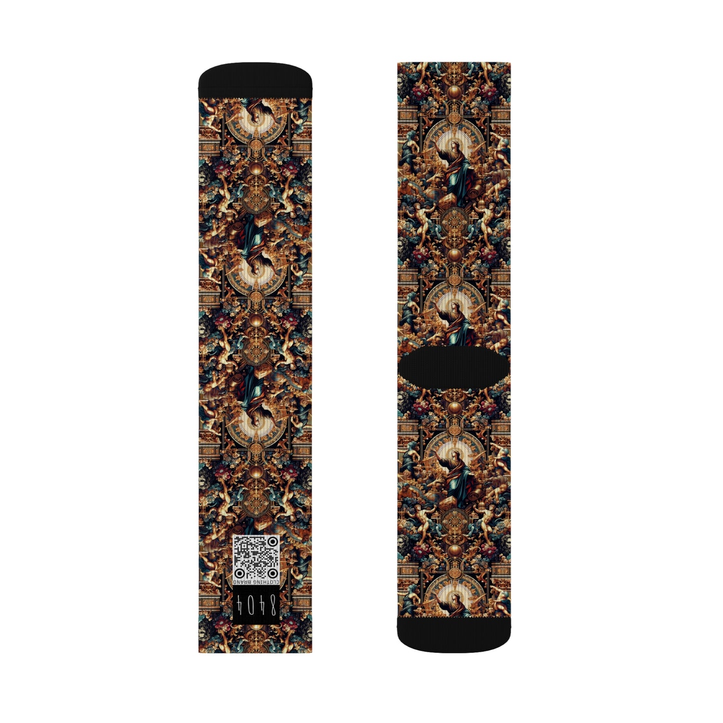 Digital Renaissance Luxurious Streetwear Inspired By Classical Art With a Modern Twist Sublimation Socks - 8404 Design-64