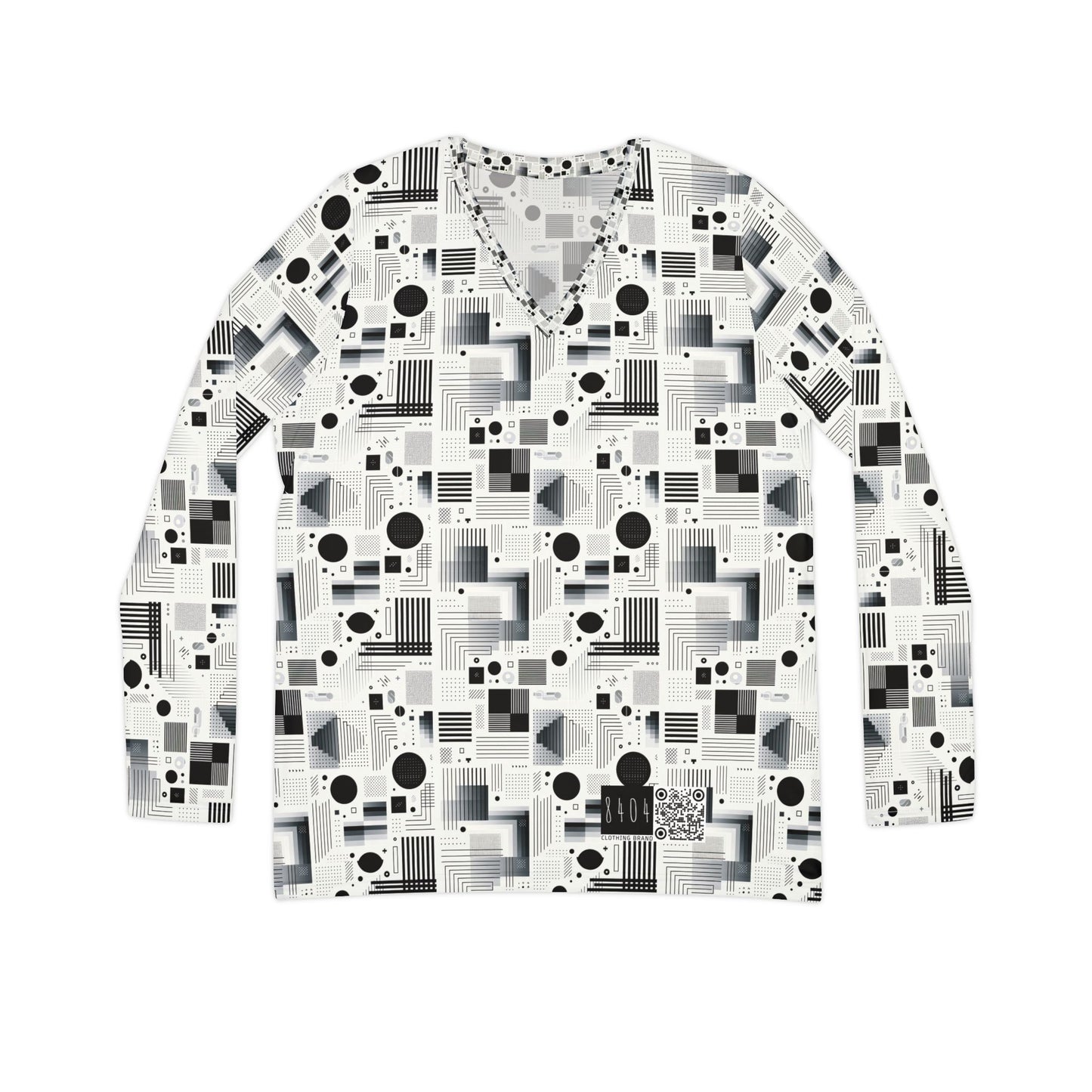 Digital Minimalism Minimalist Tech Women's Long Sleeve V-Neck Shirt - 8404 Design-60