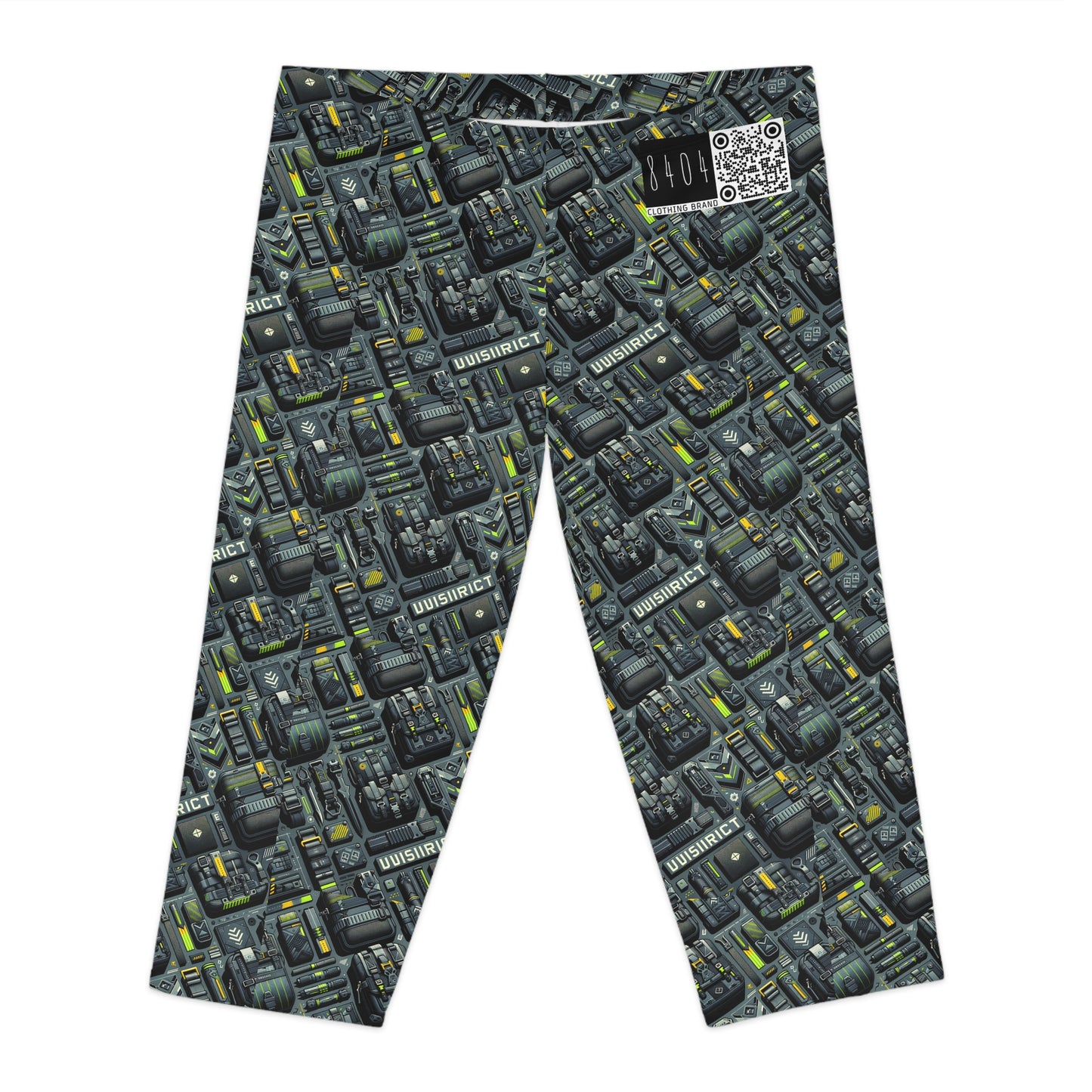 Tech Utility Streetwear Futuristic Tech-Forward Women's Capri Leggings - 8404 Design-47