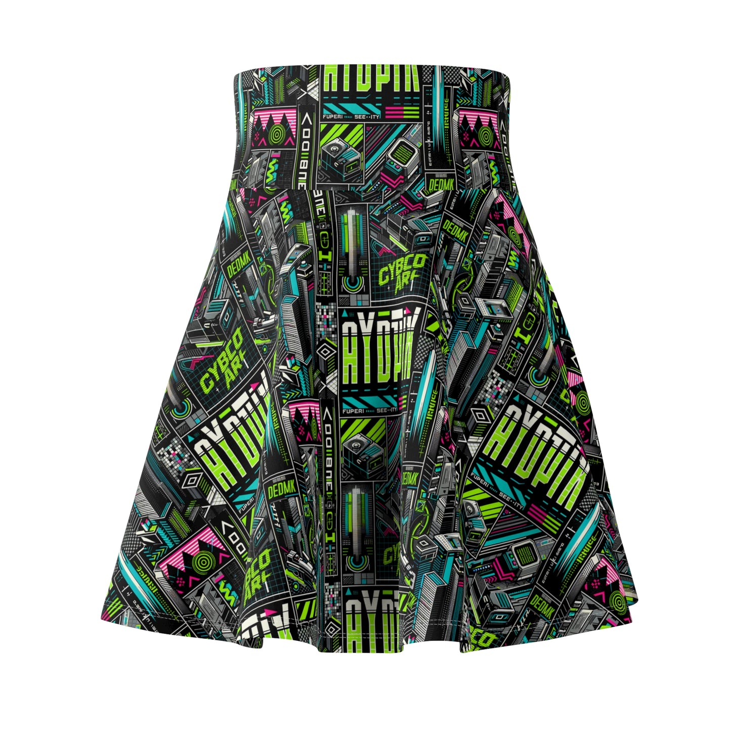 Tech-Forward Graphics Tech-Inspired Streetwear Women's Skater Skirt - 8404 Design-46