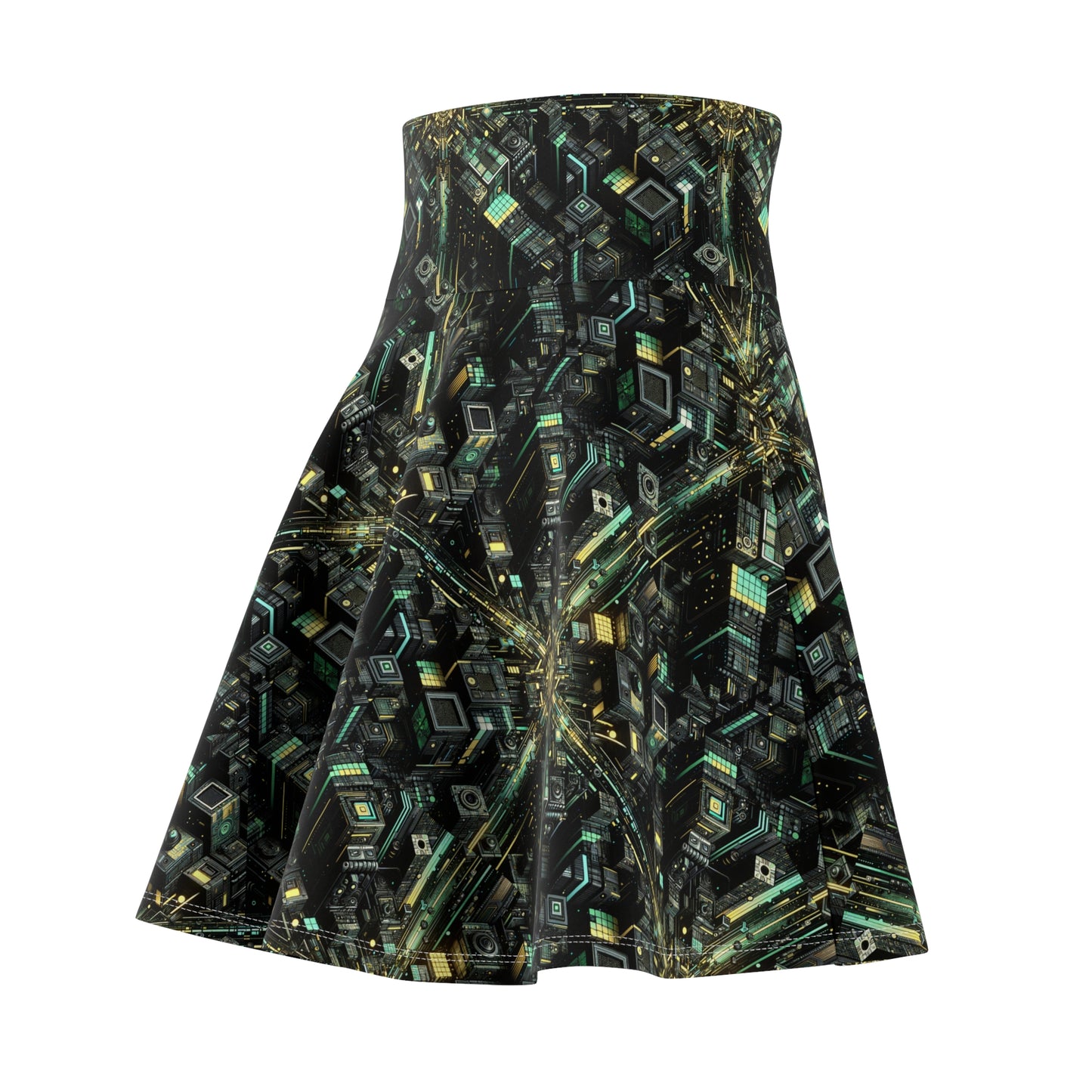Tech Noir Graphics Tech-Inspired Streetwear Women's Skater Skirt - 8404 Design-66