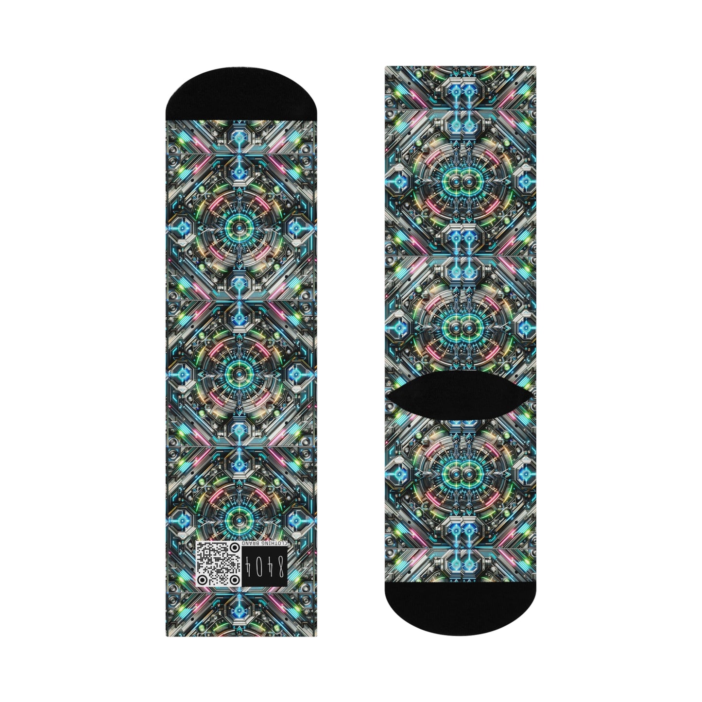 Tech-Infused Futurism Futuristic Tech Cushioned Crew Socks - 8404 Design-53