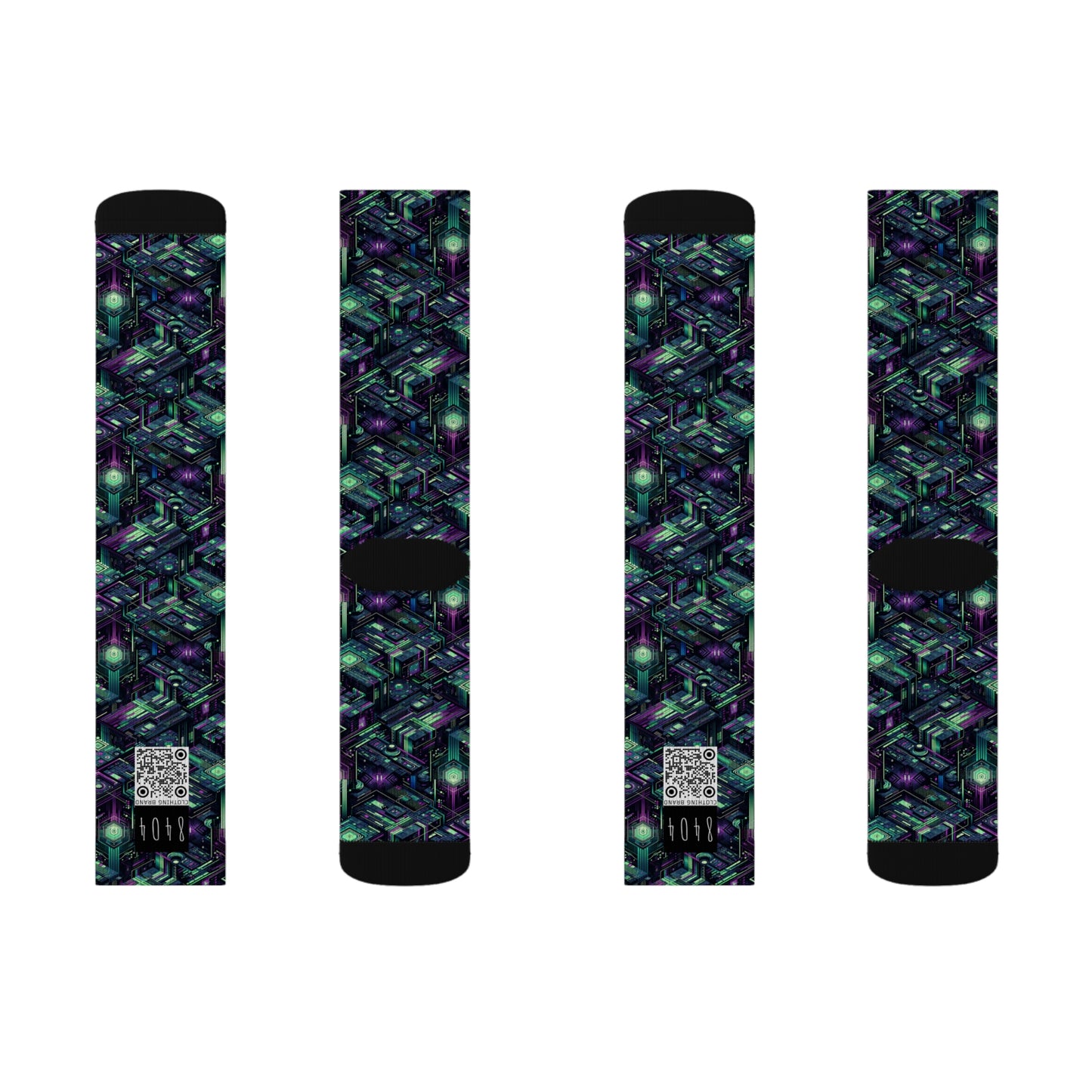 Tech Noir Aesthetics Tech-Forward Urban Dystopia Sublimation Socks - 8404 Design-43