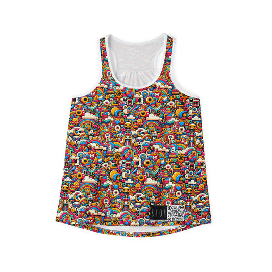 Neon Pop Playful Pop Culture Mashup Women's Tank Top - 8404 Design-62
