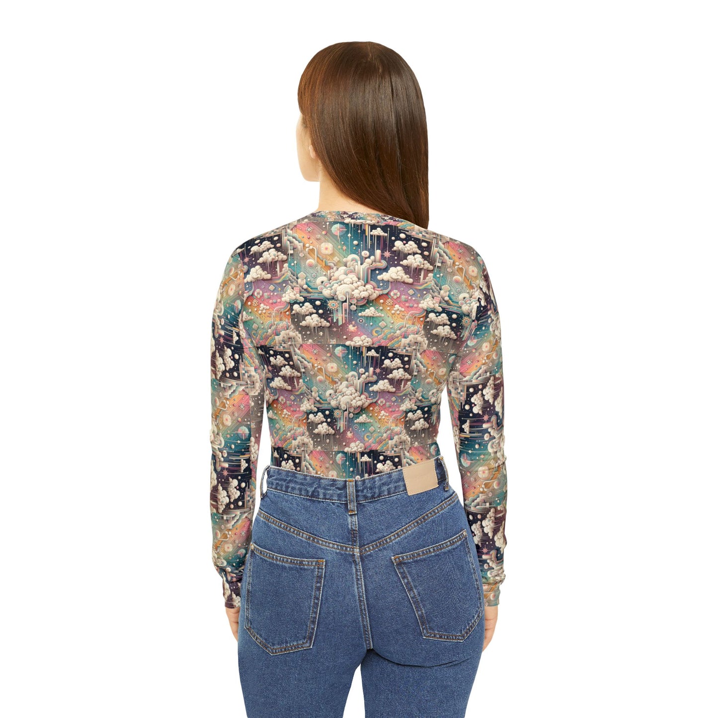Digital Dreamland Whimsical and Nostalgic Streetwear With a Digital Twist Women's Long Sleeve V-Neck Shirt - 8404 Design-52