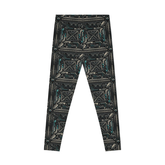 Tech Noir Futuristic Tech Aesthetic with a Dark Twist Stretch Leggings - 8404 Design-59