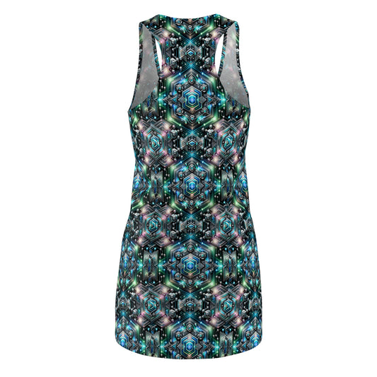 Tech-Infused Futurism Futuristic Tech Women's Cut & Sew Racerback Dress - 8404 Design-63