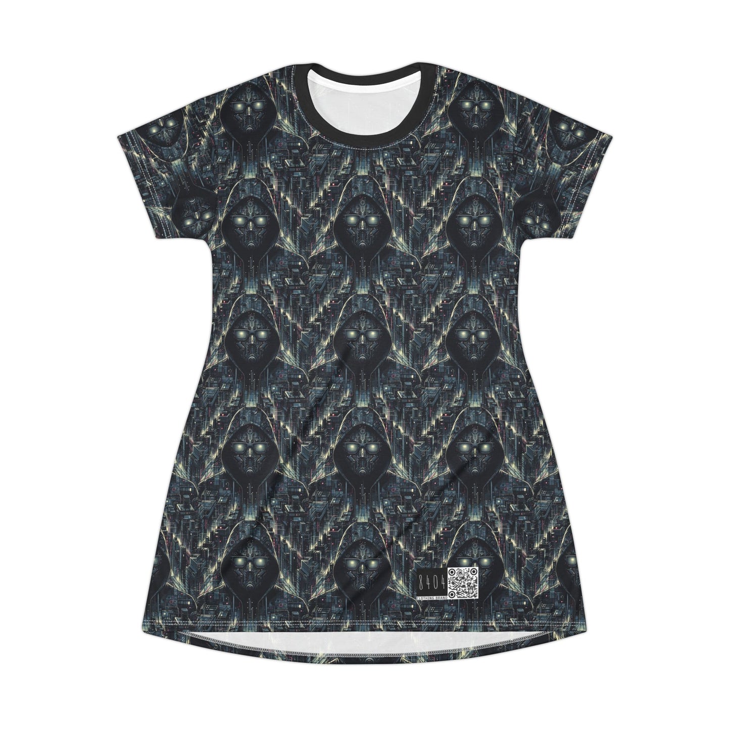 Tech Noir Aesthetics Sleek Tech Streetwear T-Shirt Dress - 8404 Design-56
