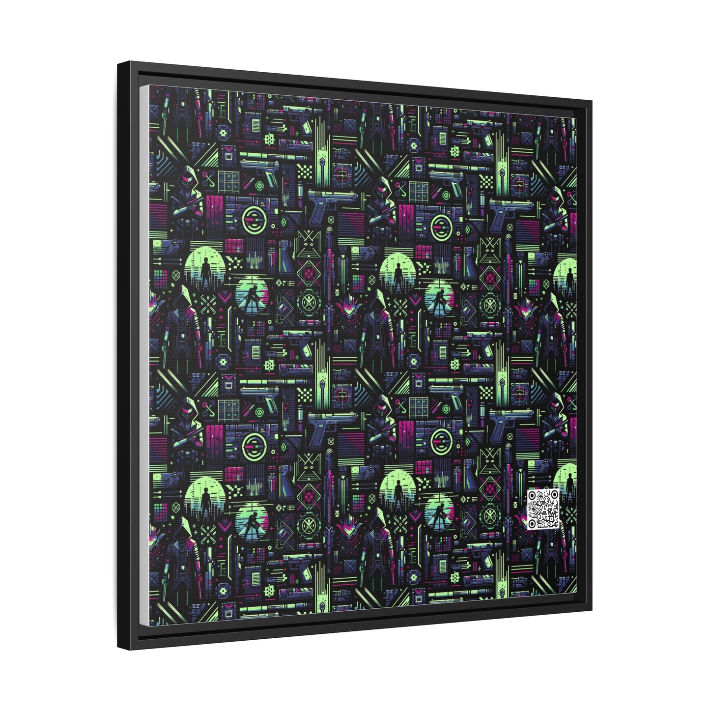Tech Noir Futuristic Cyberpunk Matte Canvas, Framed (multi-Color) - 8404 Design-63 A