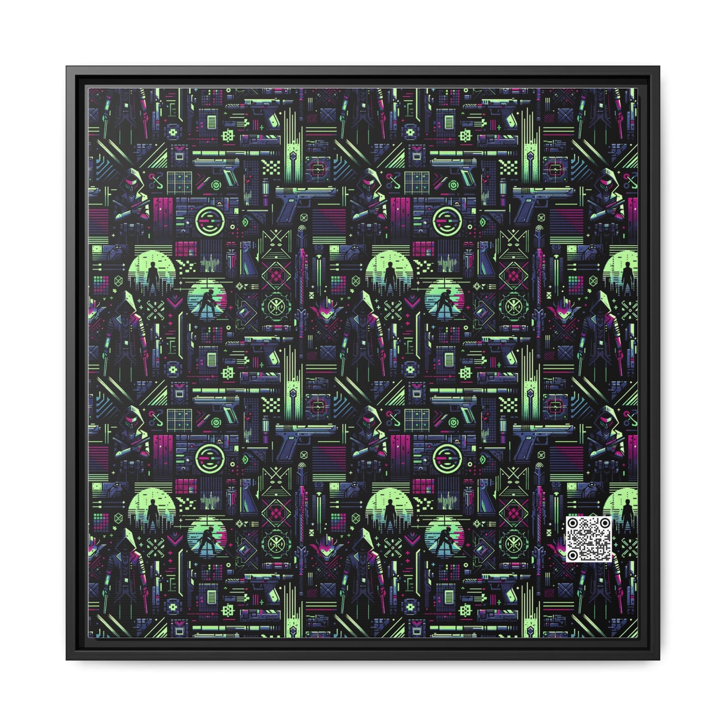 Tech Noir Futuristic Cyberpunk Matte Canvas, Framed (multi-Color) - 8404 Design-63 A