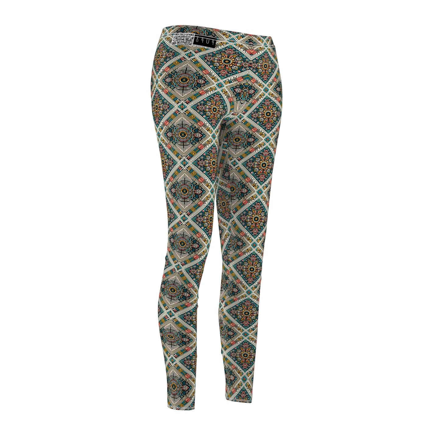 Cultural Fusion Tech Blend of Cultural Heritage With Tech-Inspired Elements Women's Cut & Sew Casual Leggings - 8404 Design-64