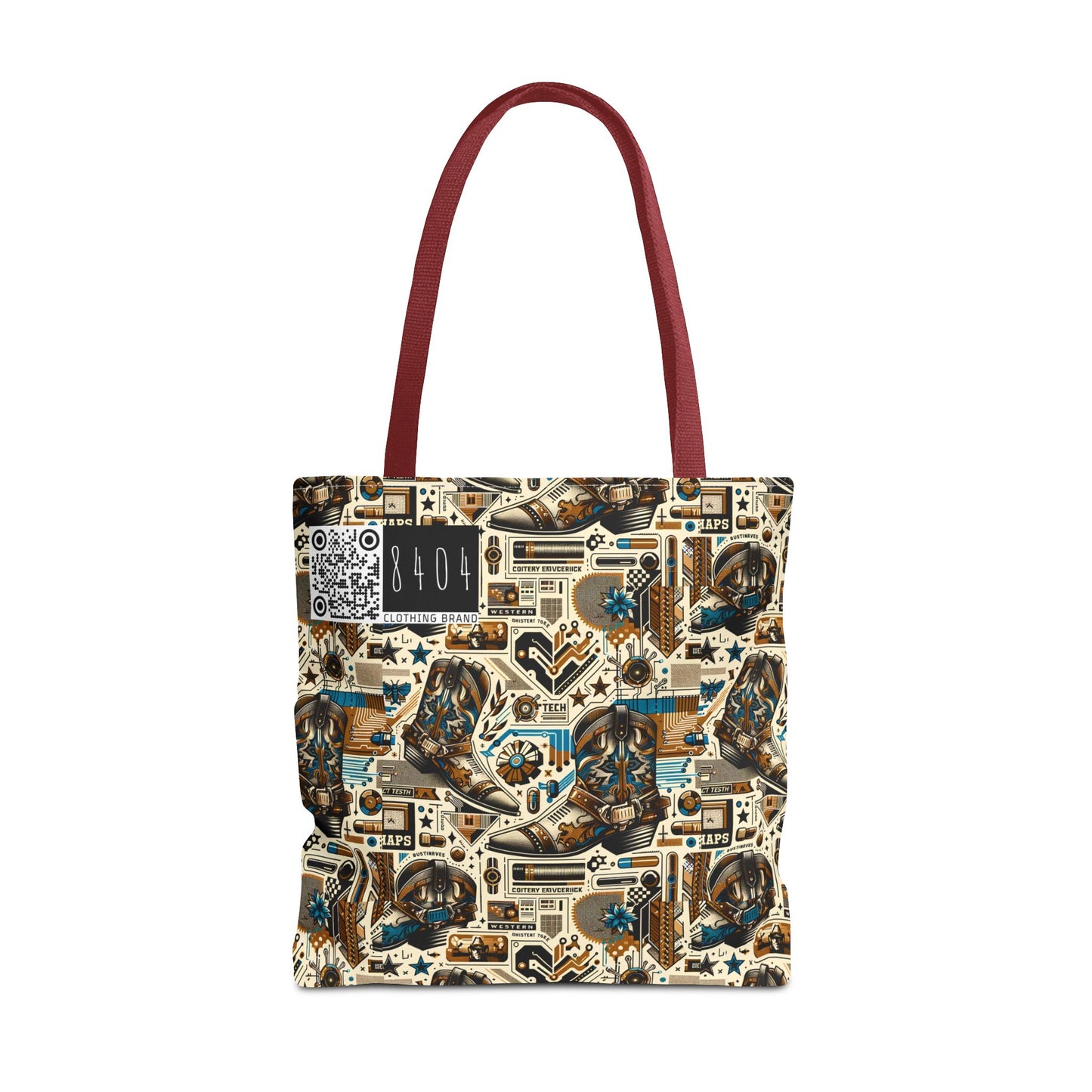 Digital Cowboy Chic Tech-Infused Western Fusion Tote Bag - 8404 Design-45