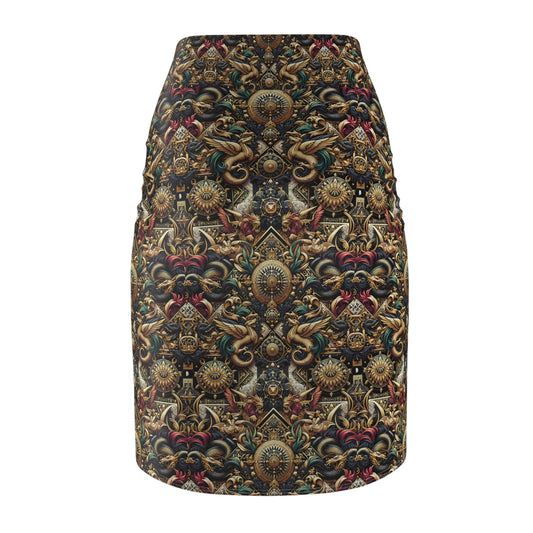 Digital Renaissance Luxurious Streetwear Inspired By Classical Art With a Modern Twist Women's Pencil Skirt - 8404 Design-76