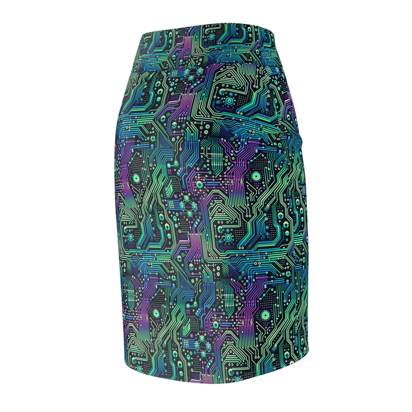 Tech-Infused Neon Tech-Forward Streetwear Women's Pencil Skirt - 8404 Design-66