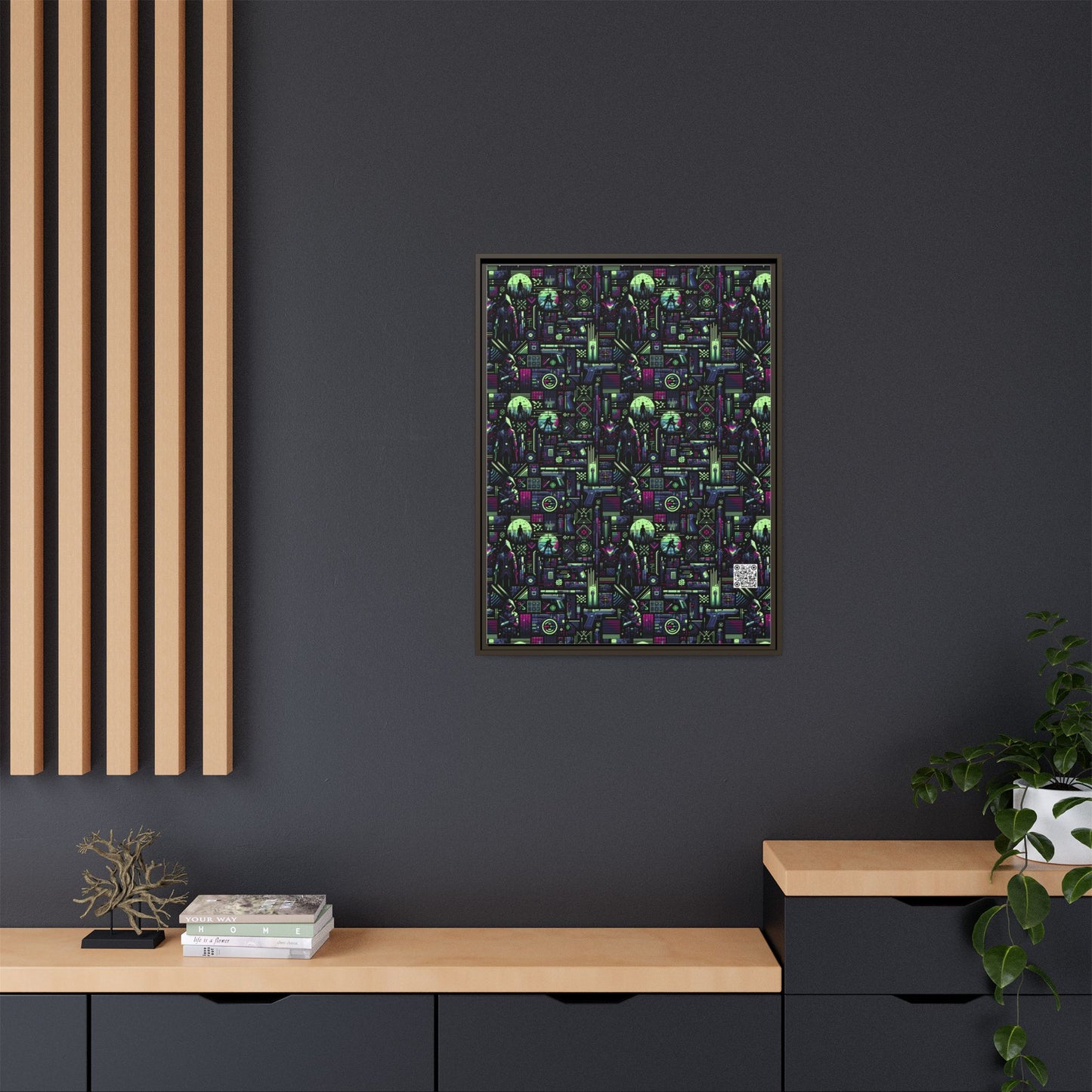 Tech Noir Futuristic Cyberpunk Matte Canvas, Framed (multi-Color) - 8404 Design-63 A