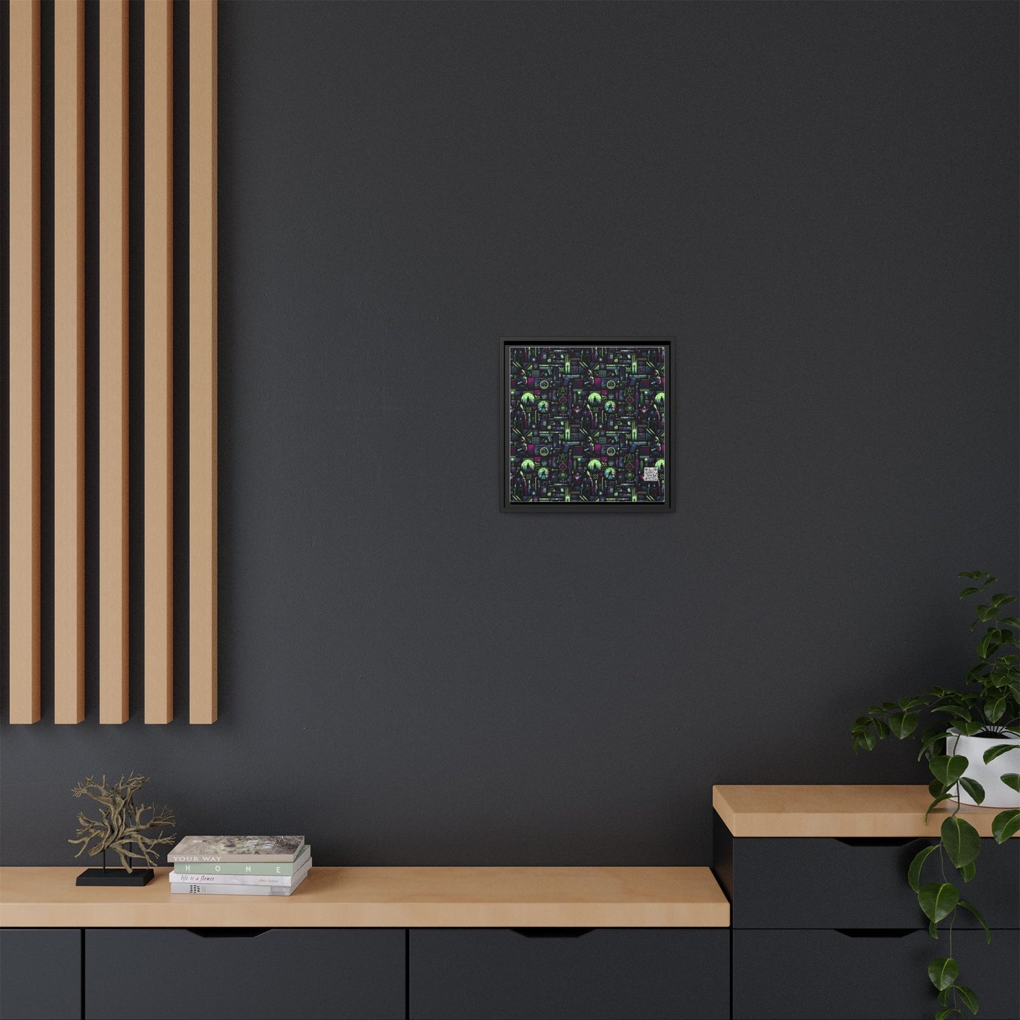 Tech Noir Futuristic Cyberpunk Matte Canvas, Framed (multi-Color) - 8404 Design-63 A
