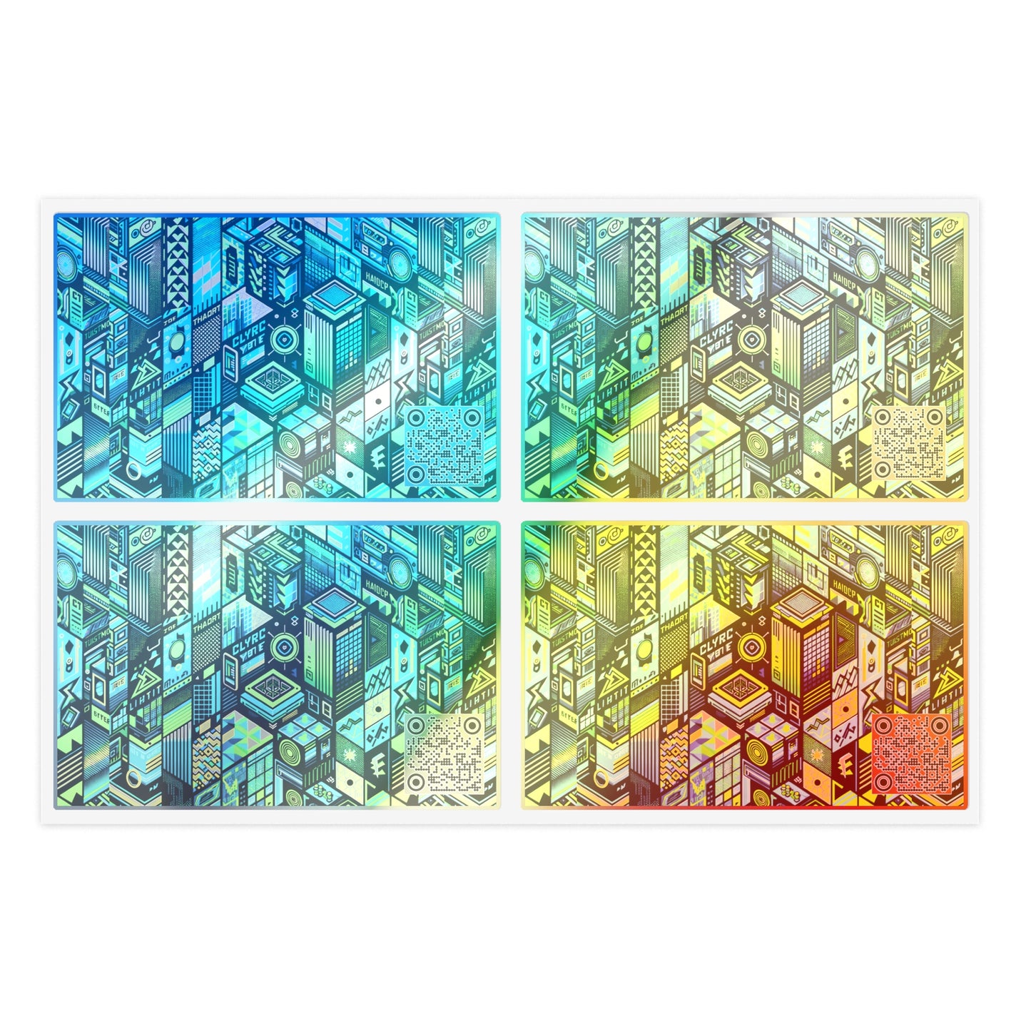 Tech-Infused Neon Tech-Forward Streetwear Sticker Sheets - 8404 Design-61