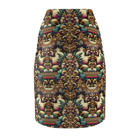 Digital Renaissance Modern Baroque Fusion Women's Pencil Skirt - 8404 Design-60