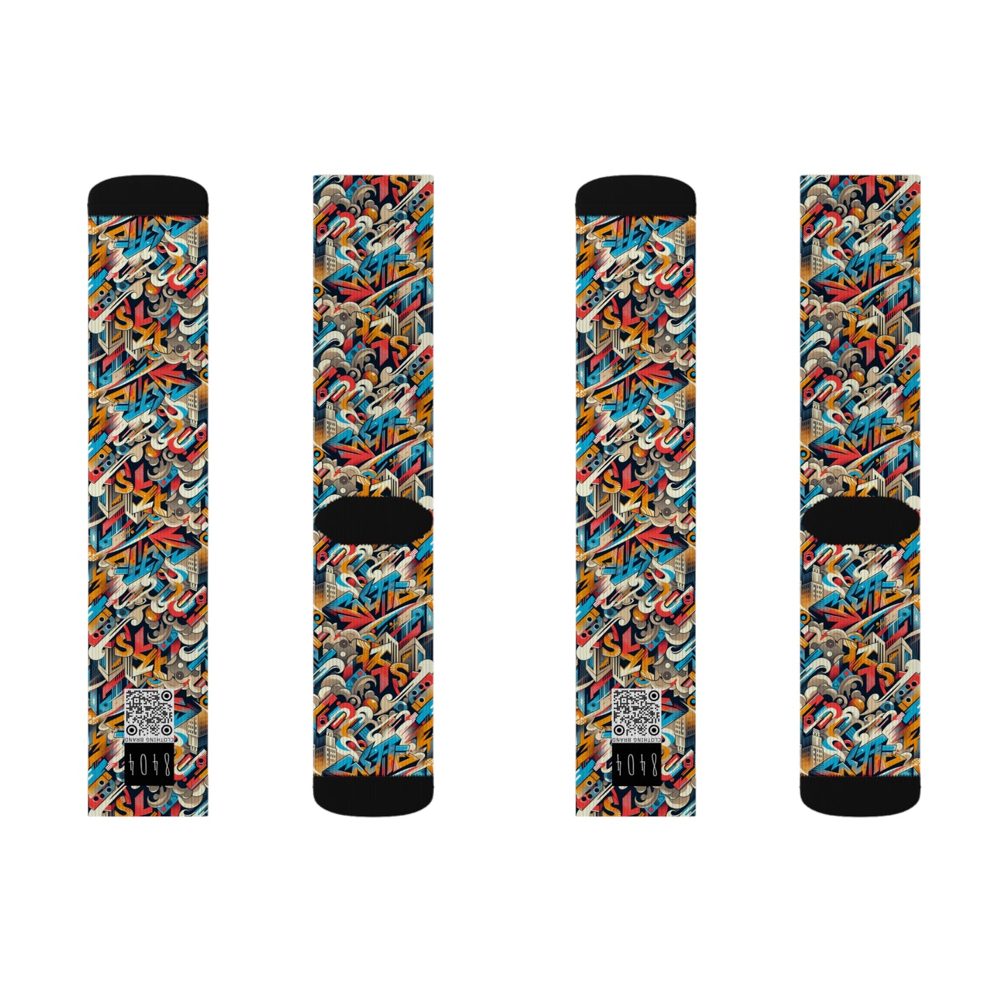 Neo-Traditional Street Art Modern Street Art Fusion Sublimation Socks - 8404 Design-44