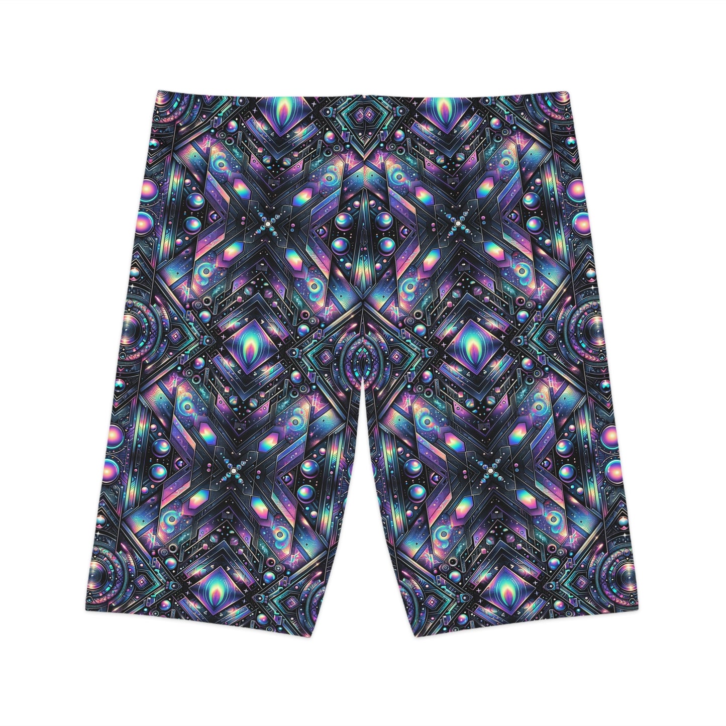 Galactic Hues Tech-Forward Cosmic Fusion Women's Bike Shorts - 8404 Design-58