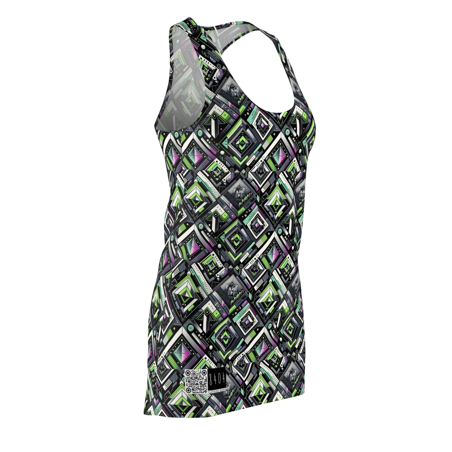 Retro Futurism Graphics Tech-Forward Streetwear Women's Cut & Sew Racerback Dress - 8404 Design-48