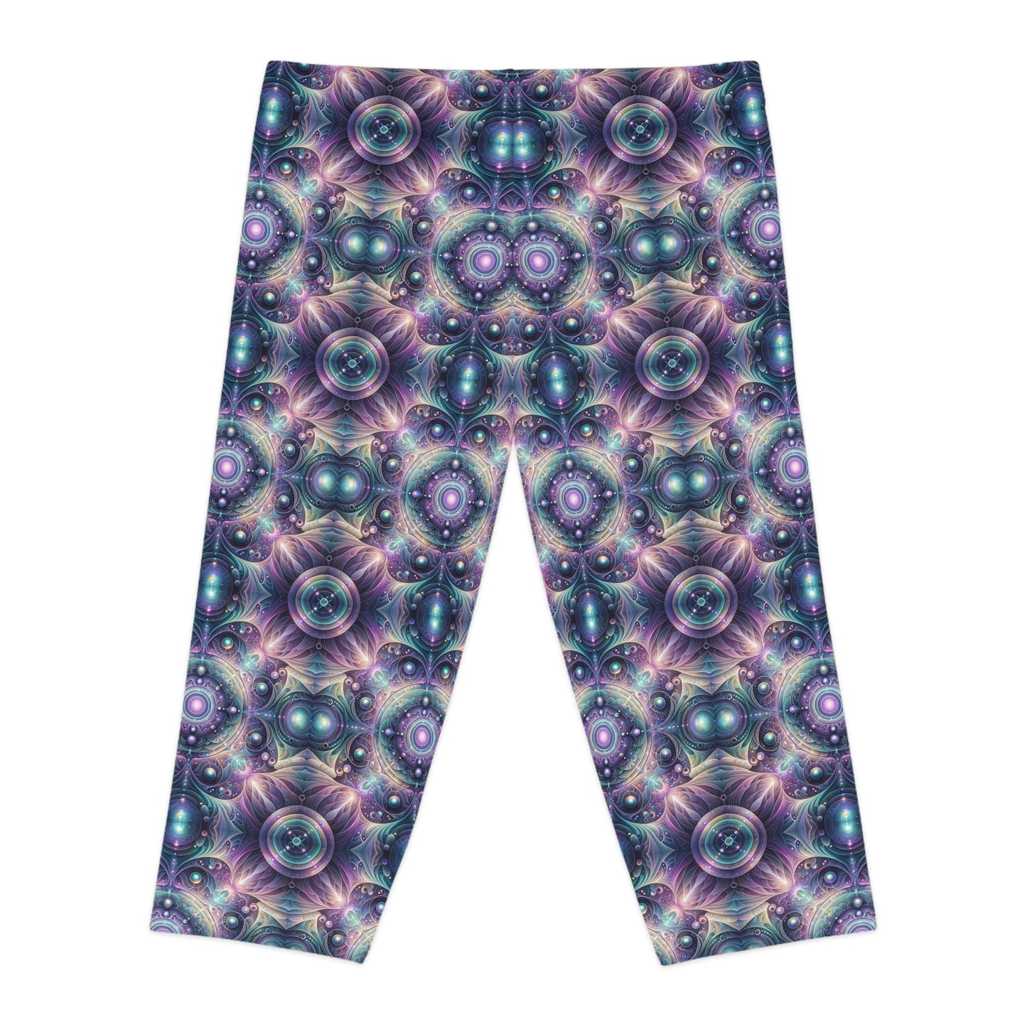 Iridescent Tech Fusion Tech-Forward Streetwear Women's Capri Leggings - 8404 Design-61