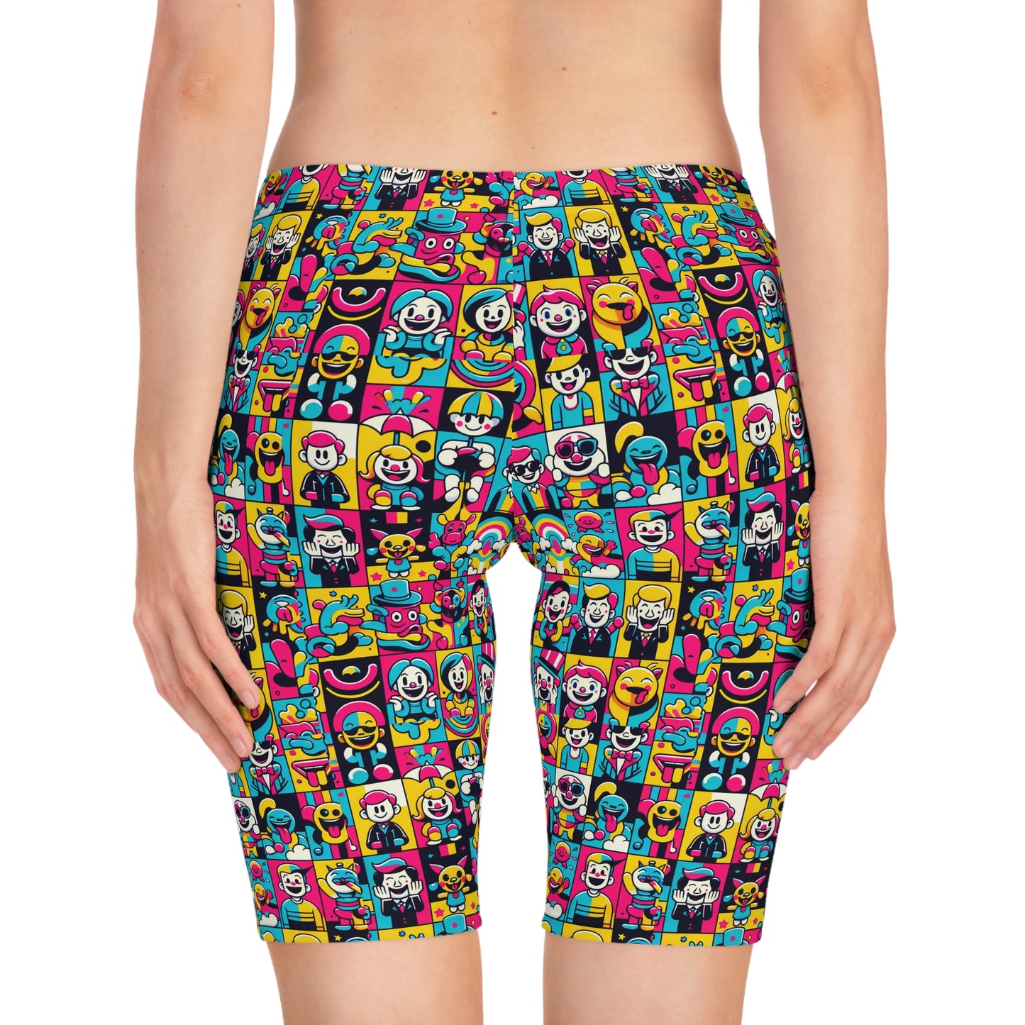 Neon Pop Playful Pop Culture Mashup Women's Bike Shorts - 8404 Design-60