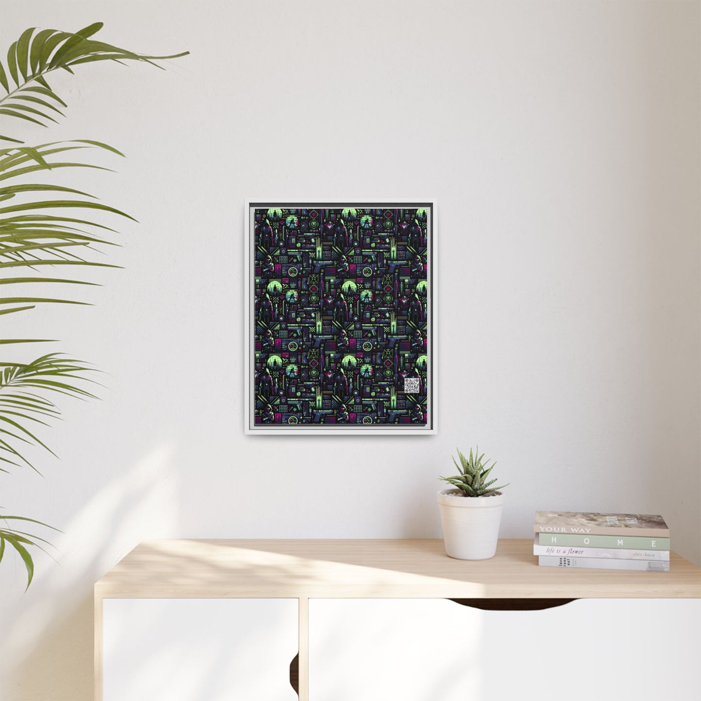 Tech Noir Futuristic Cyberpunk Matte Canvas, Framed (multi-Color) - 8404 Design-63 A