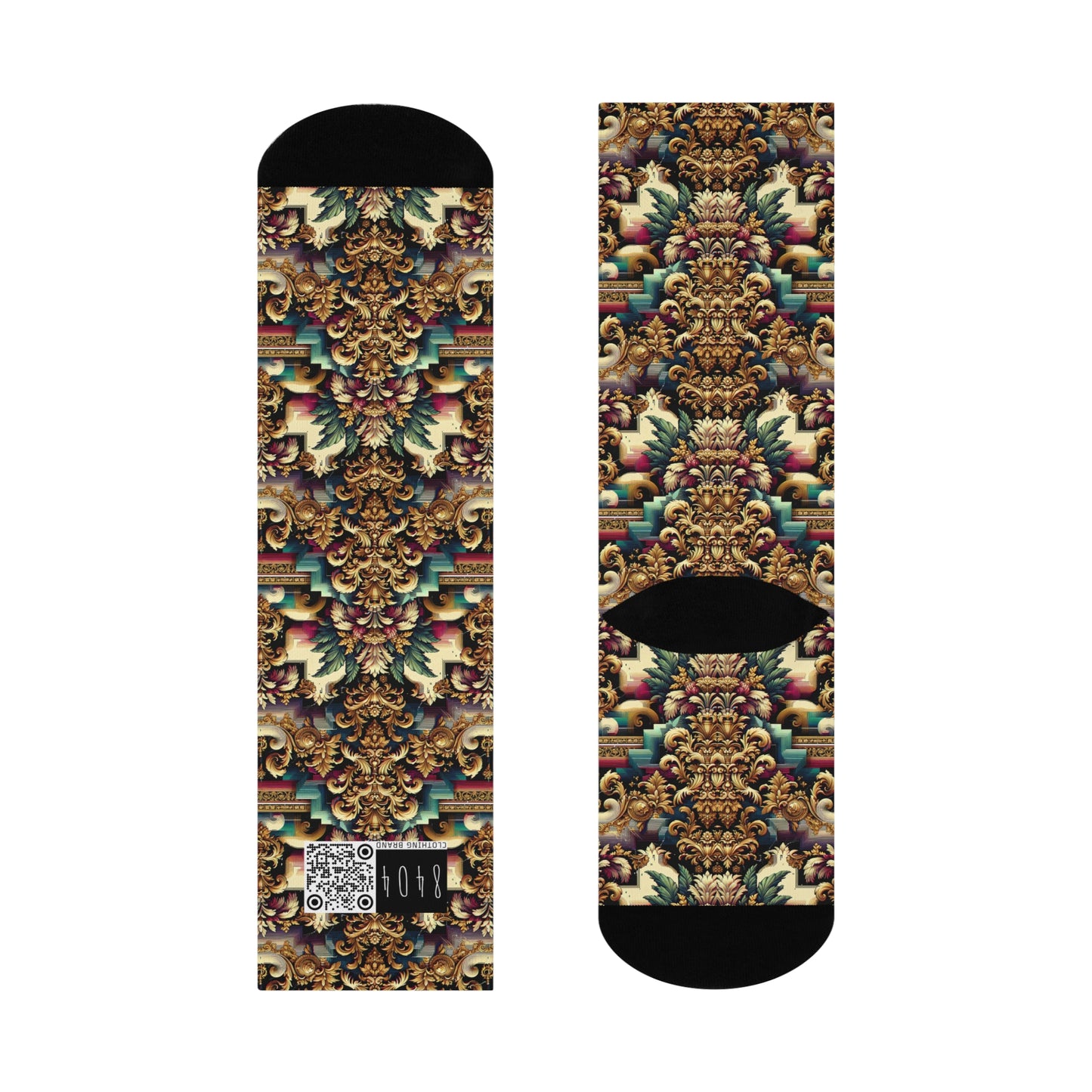Digital Renaissance Modern Baroque Fusion Cushioned Crew Socks - 8404 Design-60