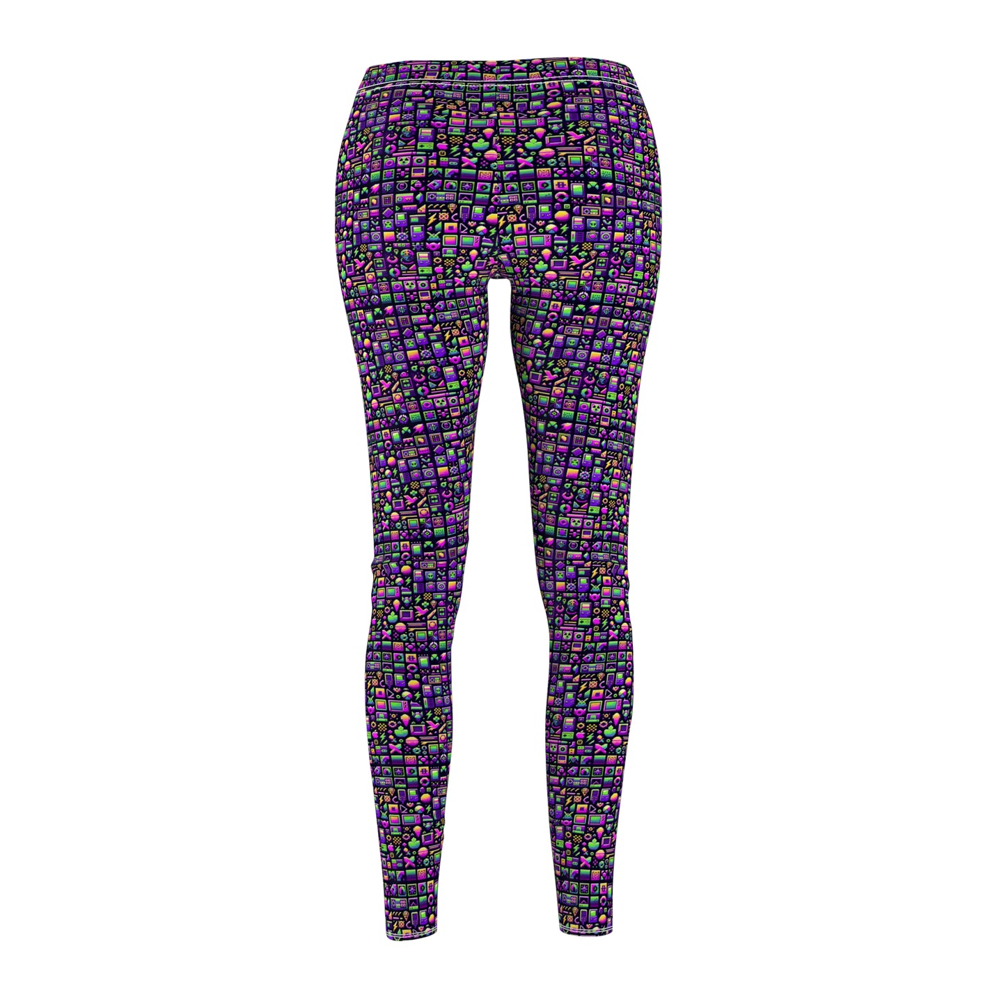 Digital Nostalgia Remix Modern Vintage Fusion Women's Cut & Sew Casual Leggings - 8404 Design-49