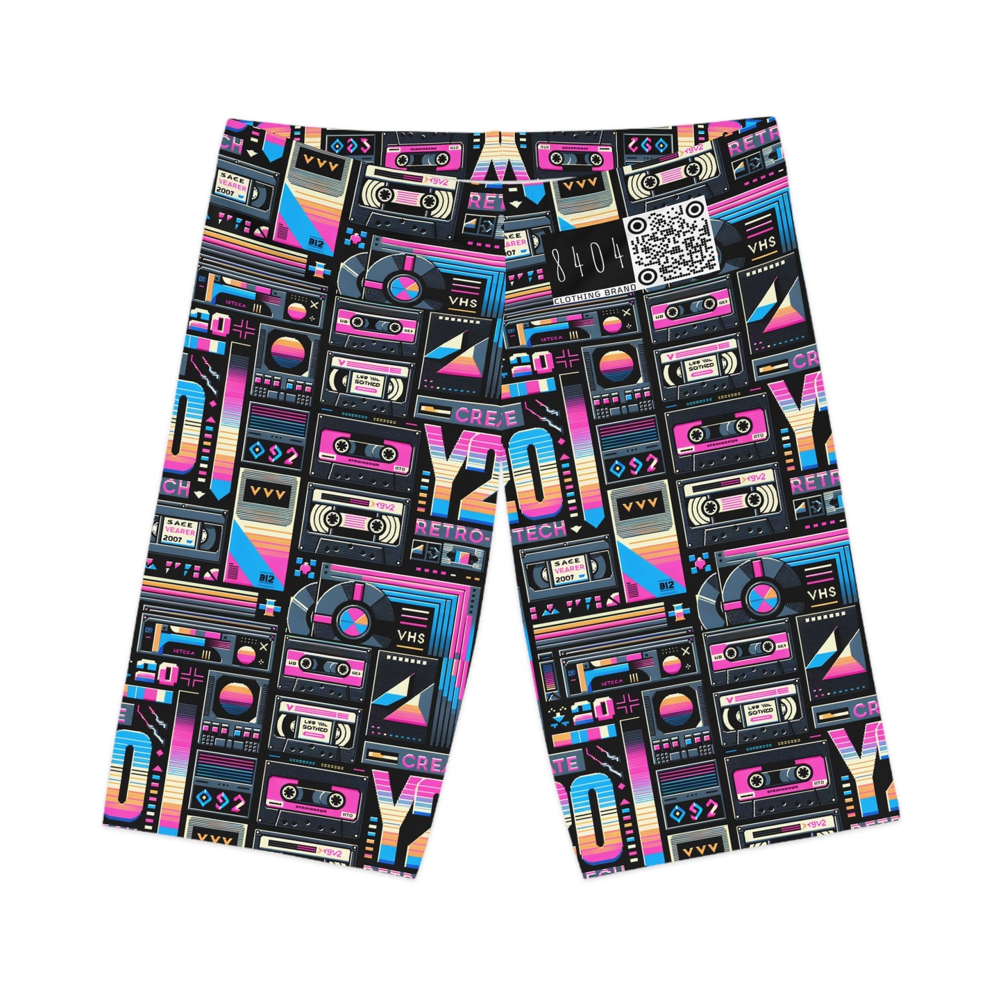 Digital Nostalgia Tech-Inspired Retro Fusion Women's Bike Shorts - 8404 Design-65
