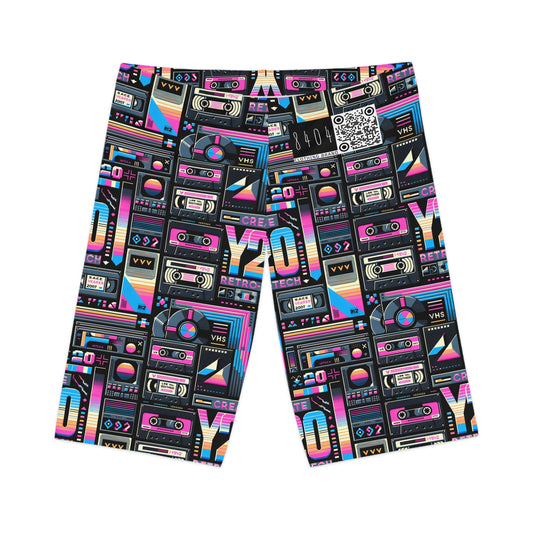 Digital Nostalgia Tech-Inspired Retro Fusion Women's Bike Shorts - 8404 Design-65