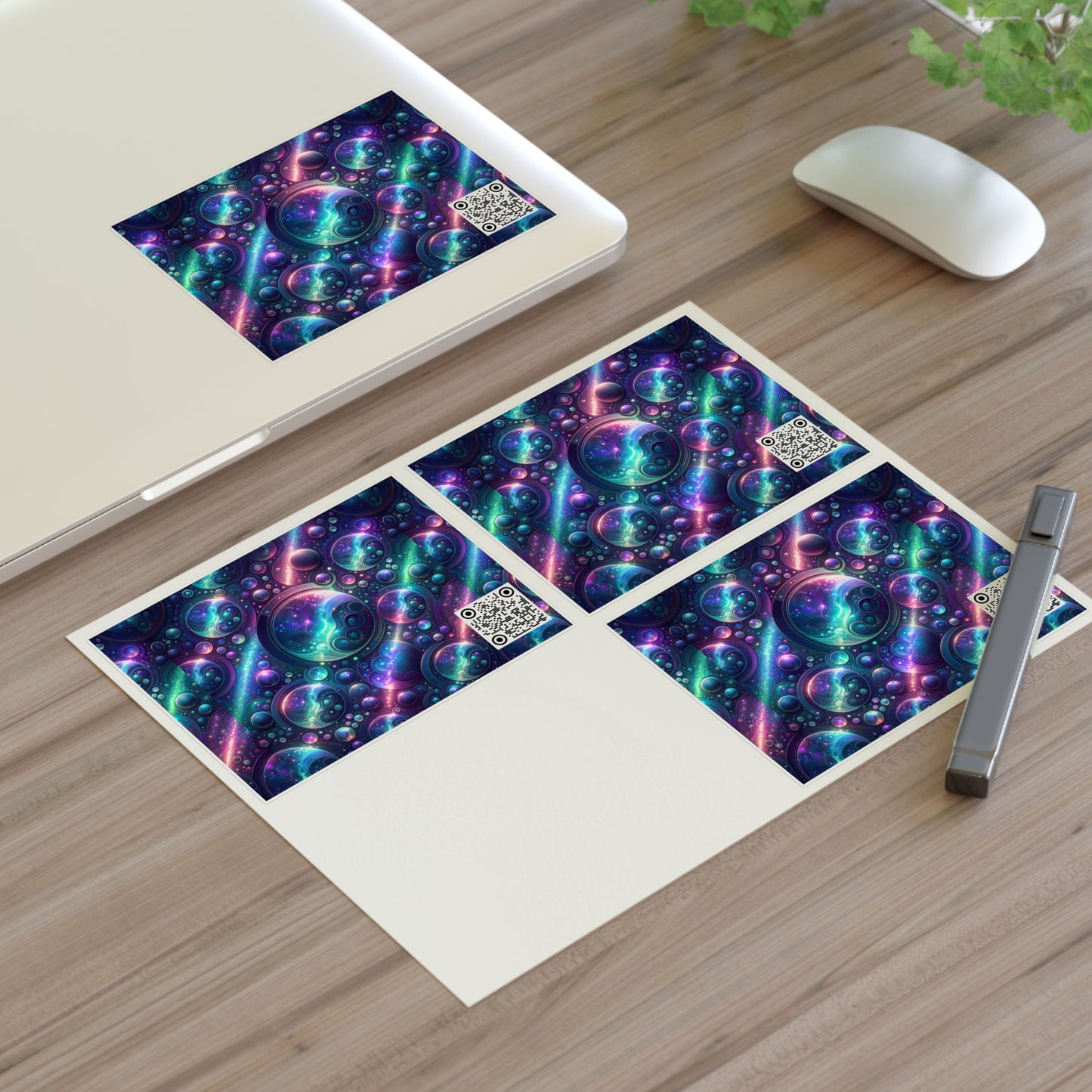 Iridescent Tech Fusion Tech-Forward Streetwear Sticker Sheets - 8404 Design-51