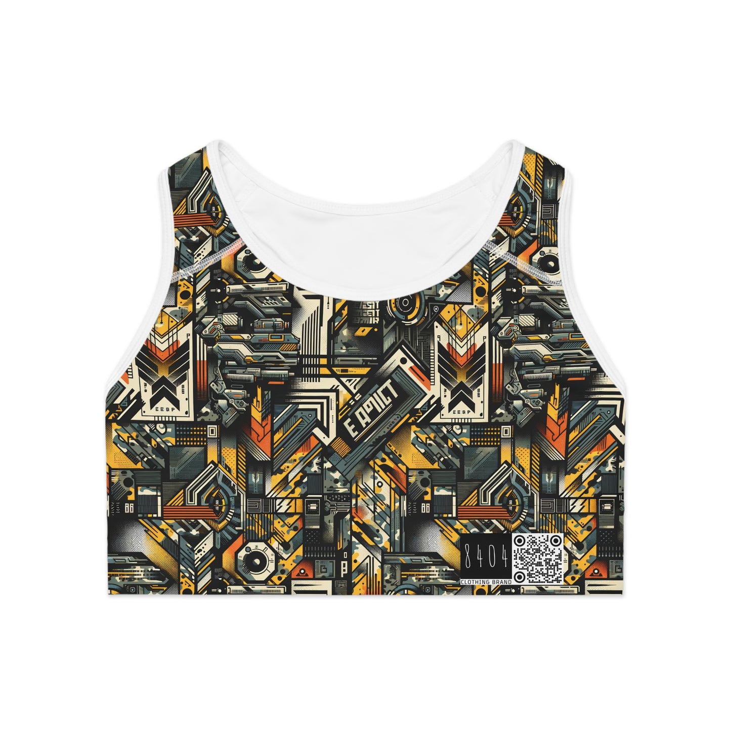 Digital Punk Futuristic Grunge Sports Bra - 8404 Design-49