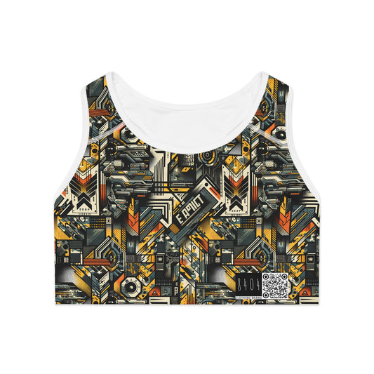 Digital Punk Futuristic Grunge Sports Bra - 8404 Design-49