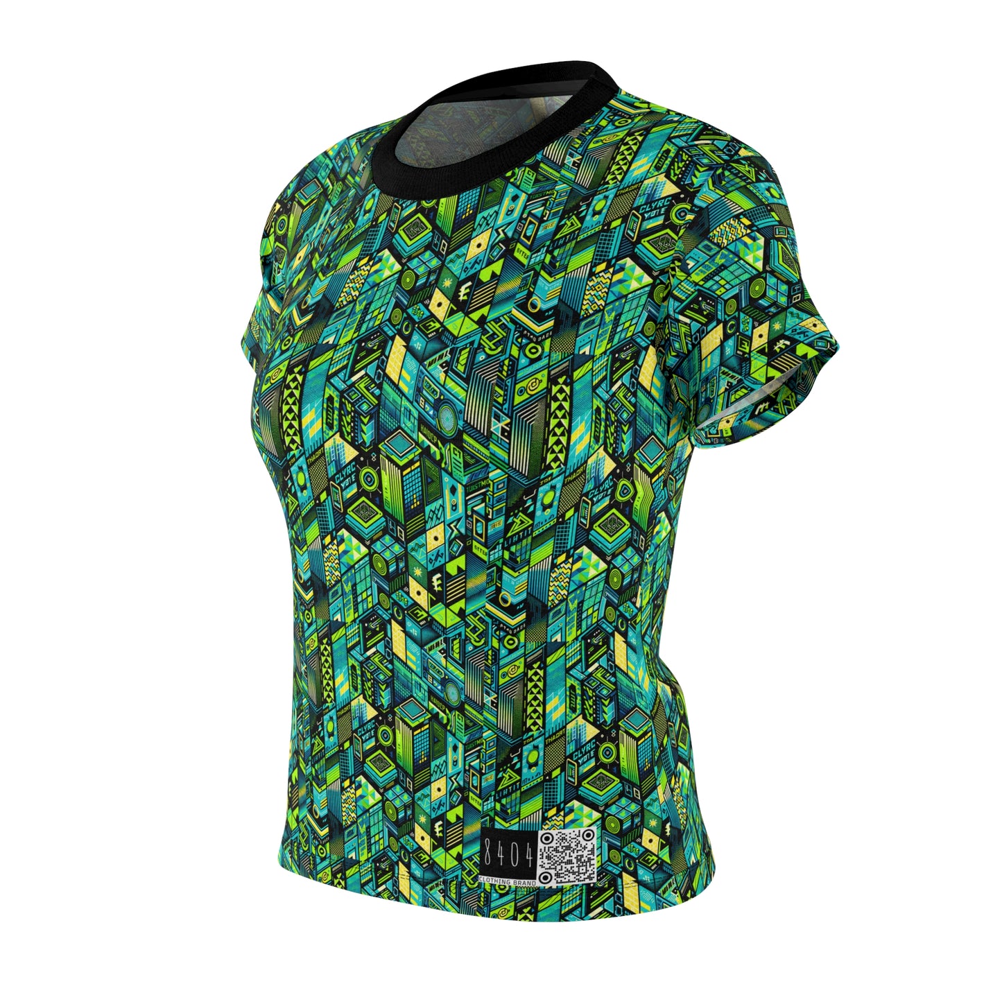Tech-Infused Neon Tech-Forward Streetwear Women's Cut & Sew Tee - 8404 Design-61