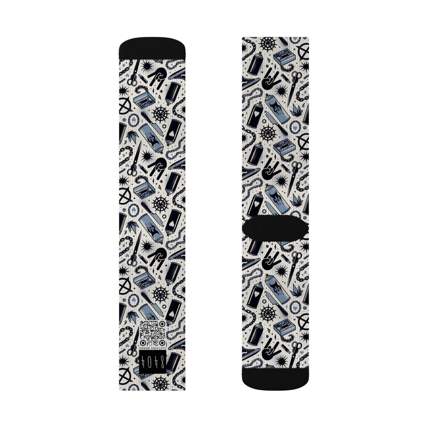 Cultural Rebellion Graphics Edgy and Rebellious With a Hint of Nostalgia Sublimation Socks - 8404 Design-57