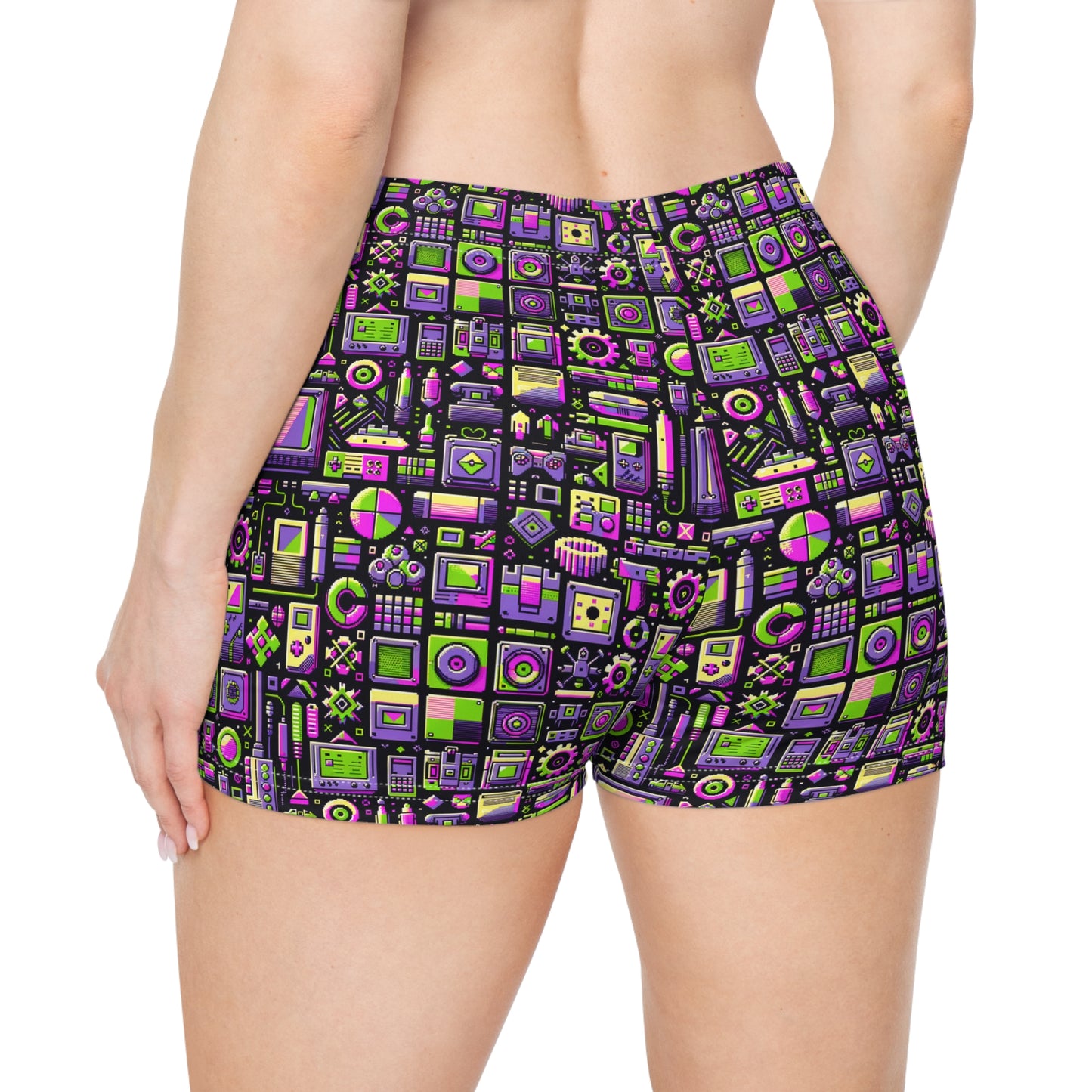 Digital Nostalgia Remix Modern Vintage Fusion Women's Shorts - 8404 Design-67