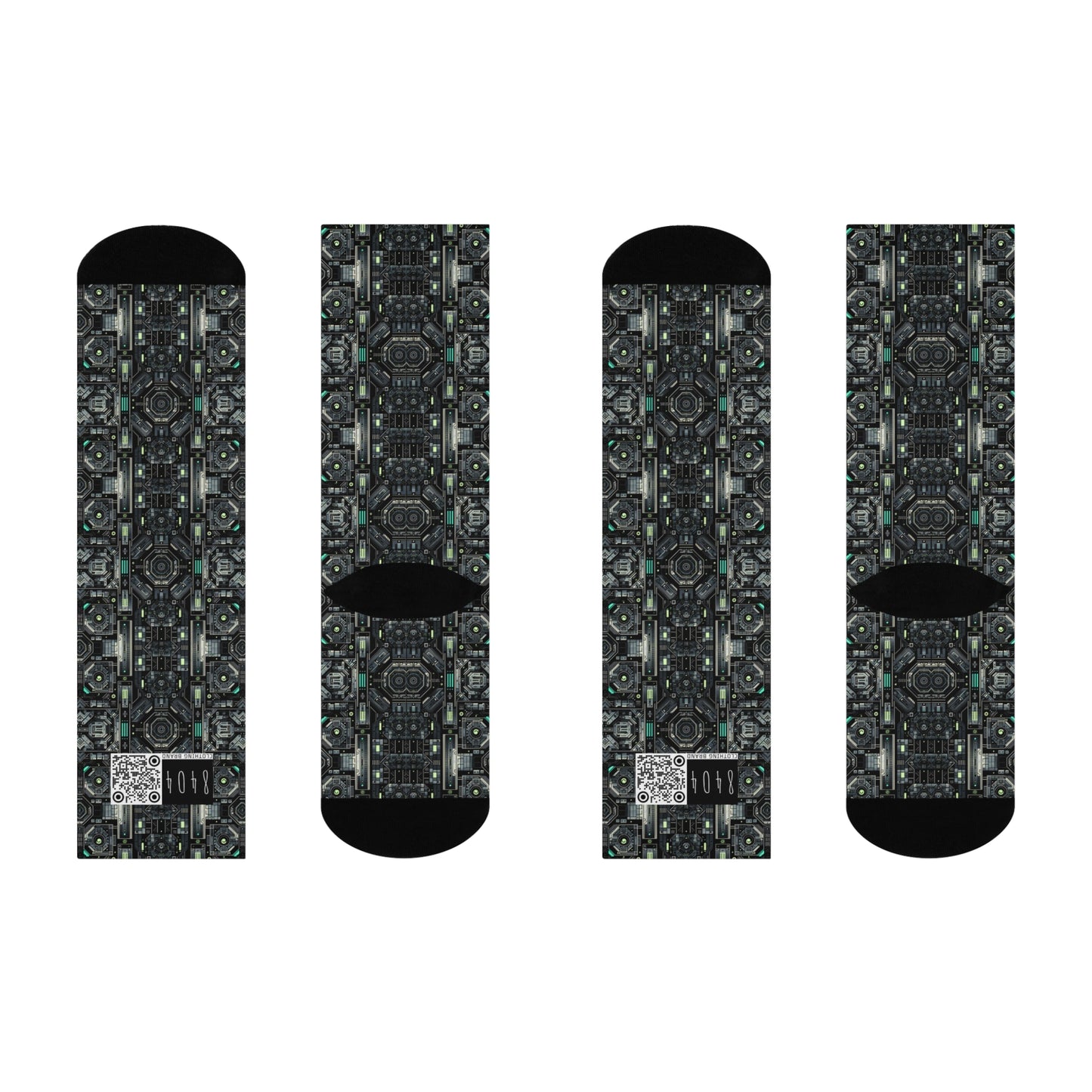 Tech Noir Tech-Forward Minimalism Cushioned Crew Socks - 8404 Design-52