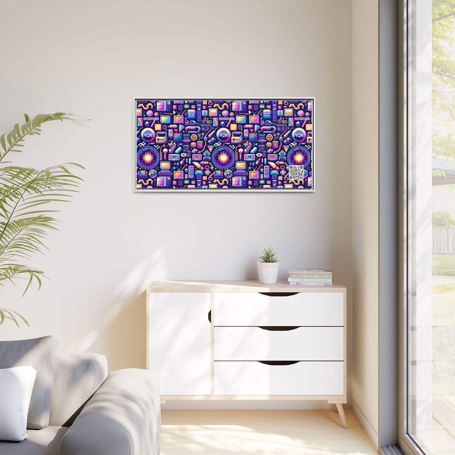 Digital Nostalgia Modern Retro Fusion Matte Canvas, Framed (multi-Color) - 8404 Design-64 B
