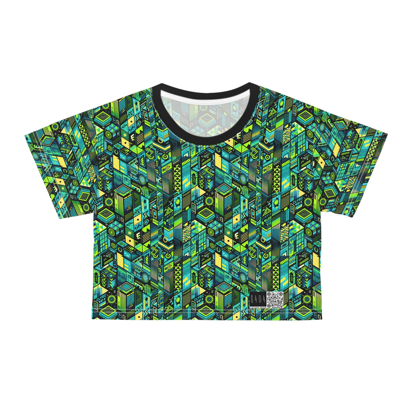 Tech-Infused Neon Tech-Forward Streetwear Crop Tee - 8404 Design-61
